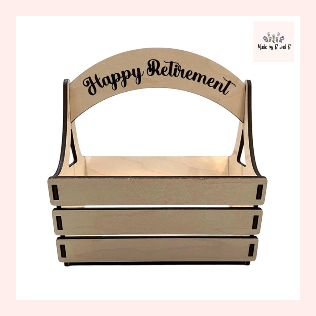 Happy Retirement Wood Basket