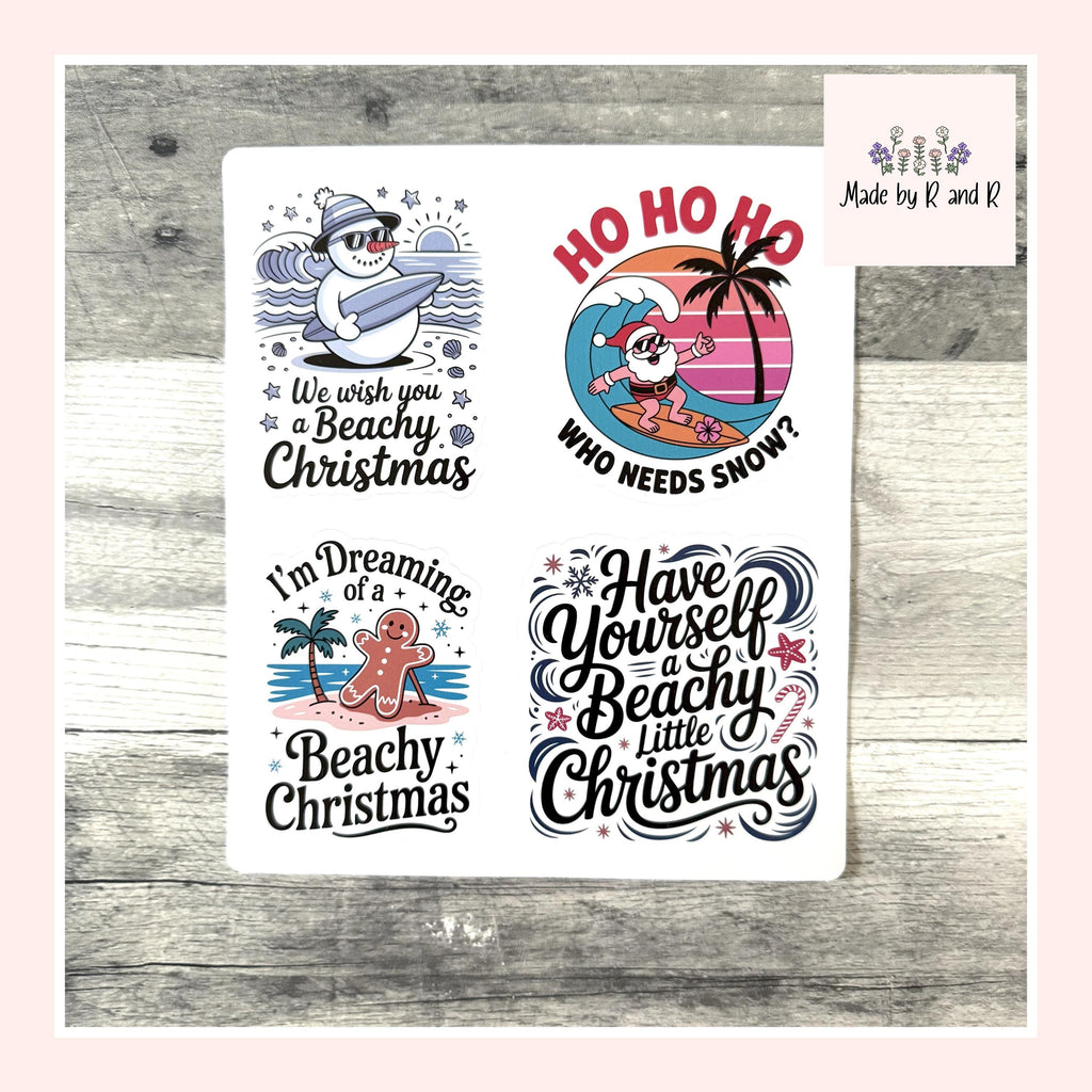 Beachy Christmas Stickers (Set of 4)