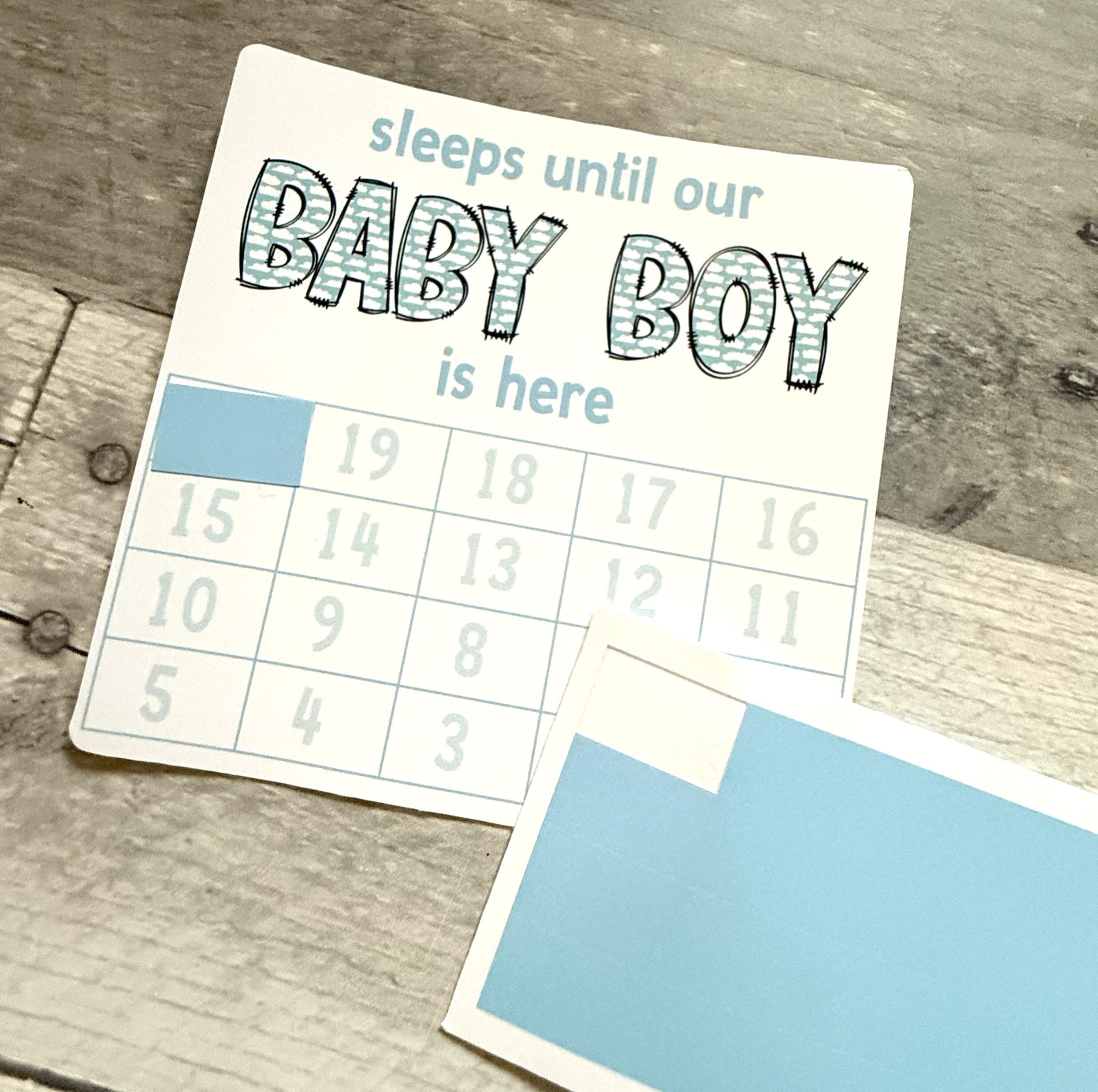 Sleeps Until Our Baby Boy Is Here Small Countdown Sticker