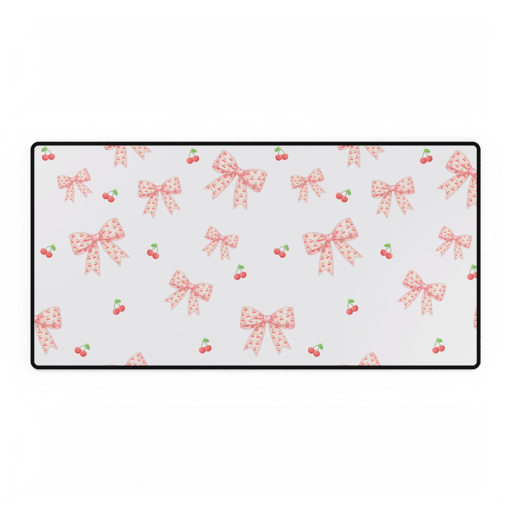 Cherries and Bows Desk Mats and Mouse pads, Office Decor, Birthday Gifts, Home Workspace