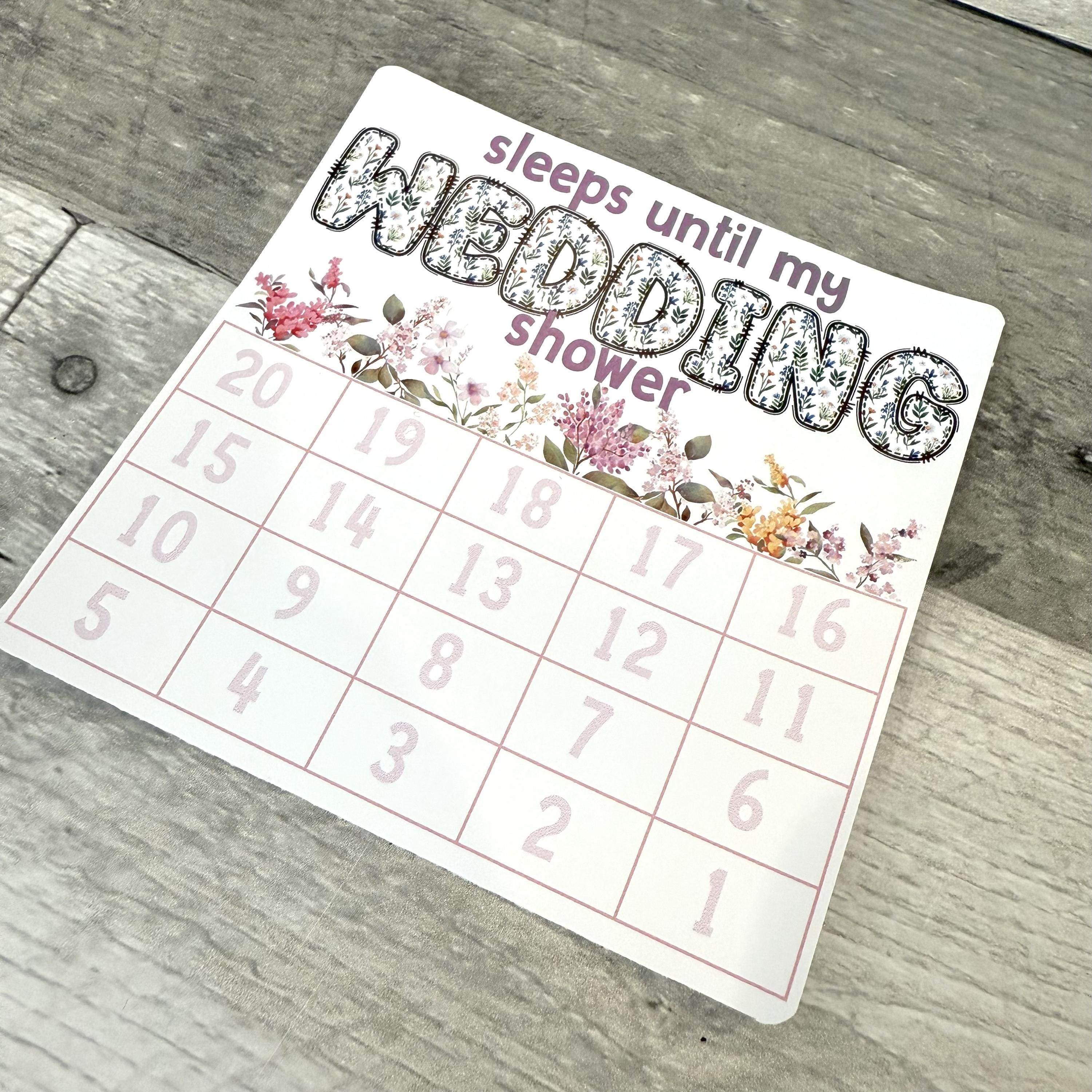 Sleeps Until My Wedding Shower Small Countdown Sticker