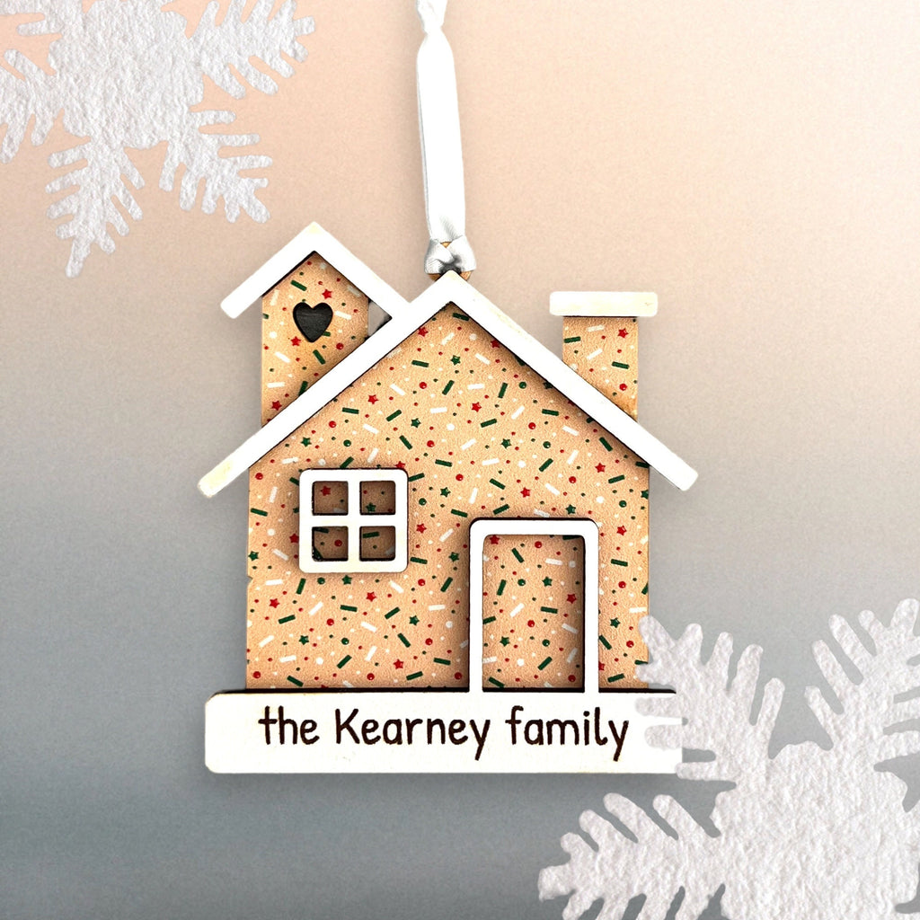Personalized Family Name Gingerbread House Ornament