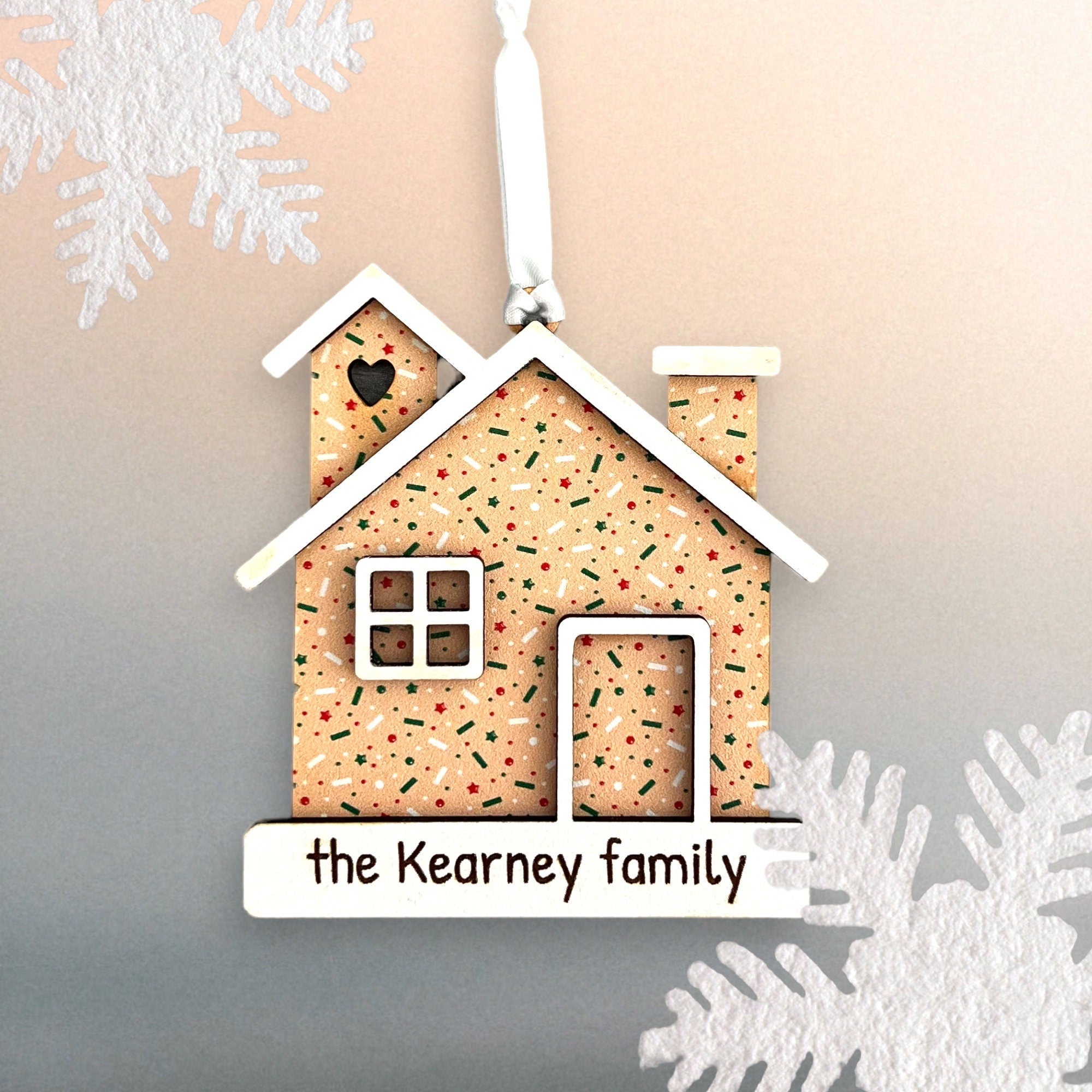 Personalized Family Name Gingerbread House Ornament