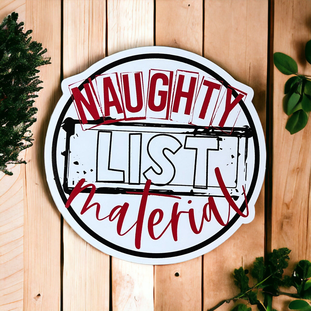 Naughty List Material Sticker
