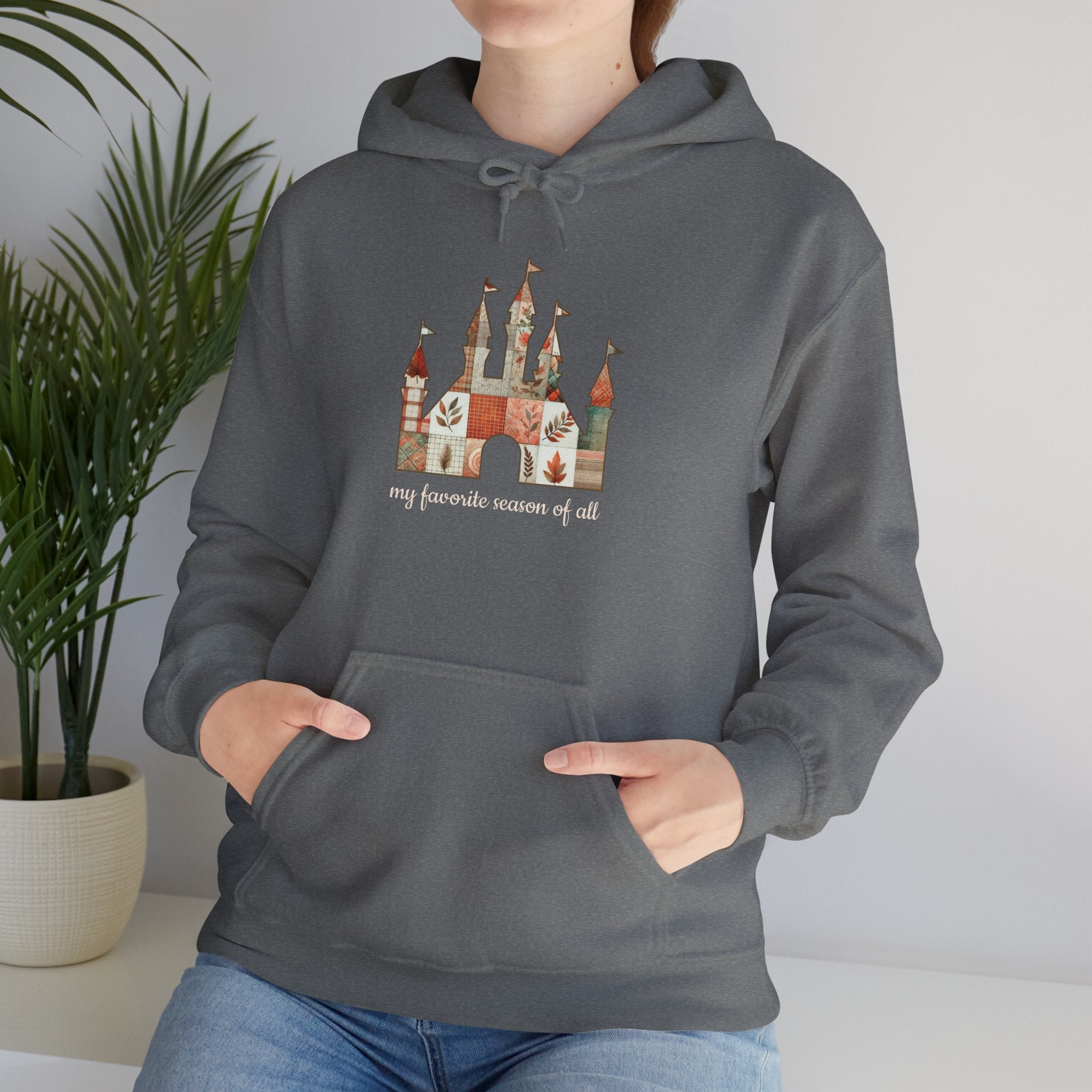 Patchwork Castle Unisex Hooded Sweatshirt: Cozy Apparel for Fall