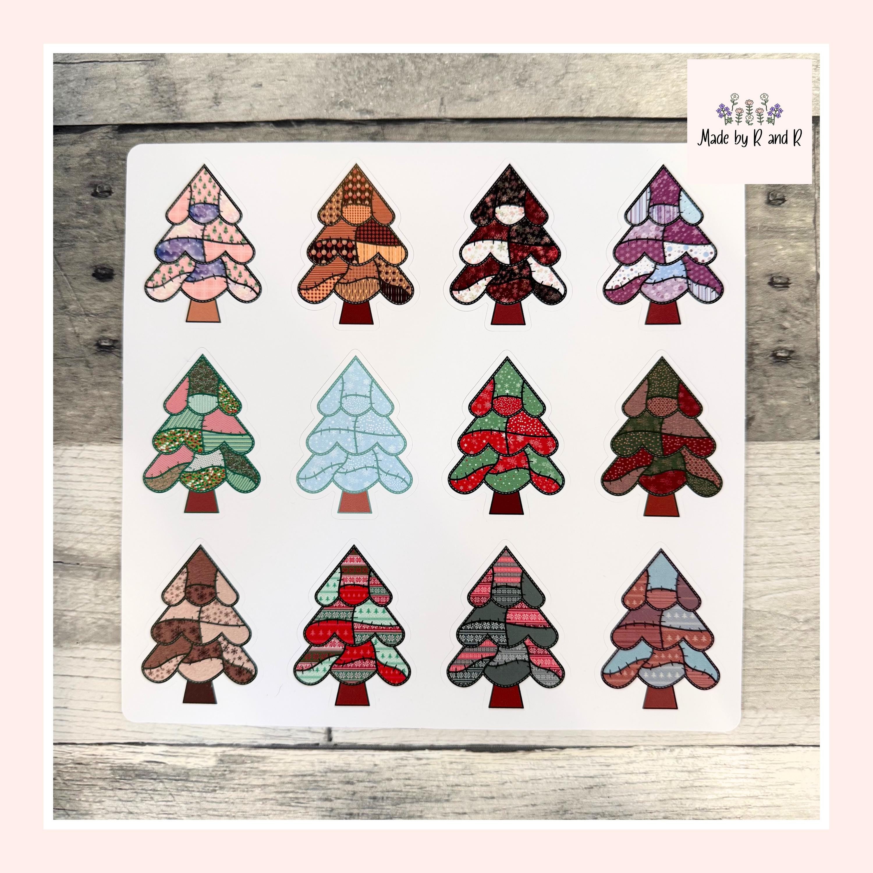 Patchwork Christmas Tree Stickers (set of 12)