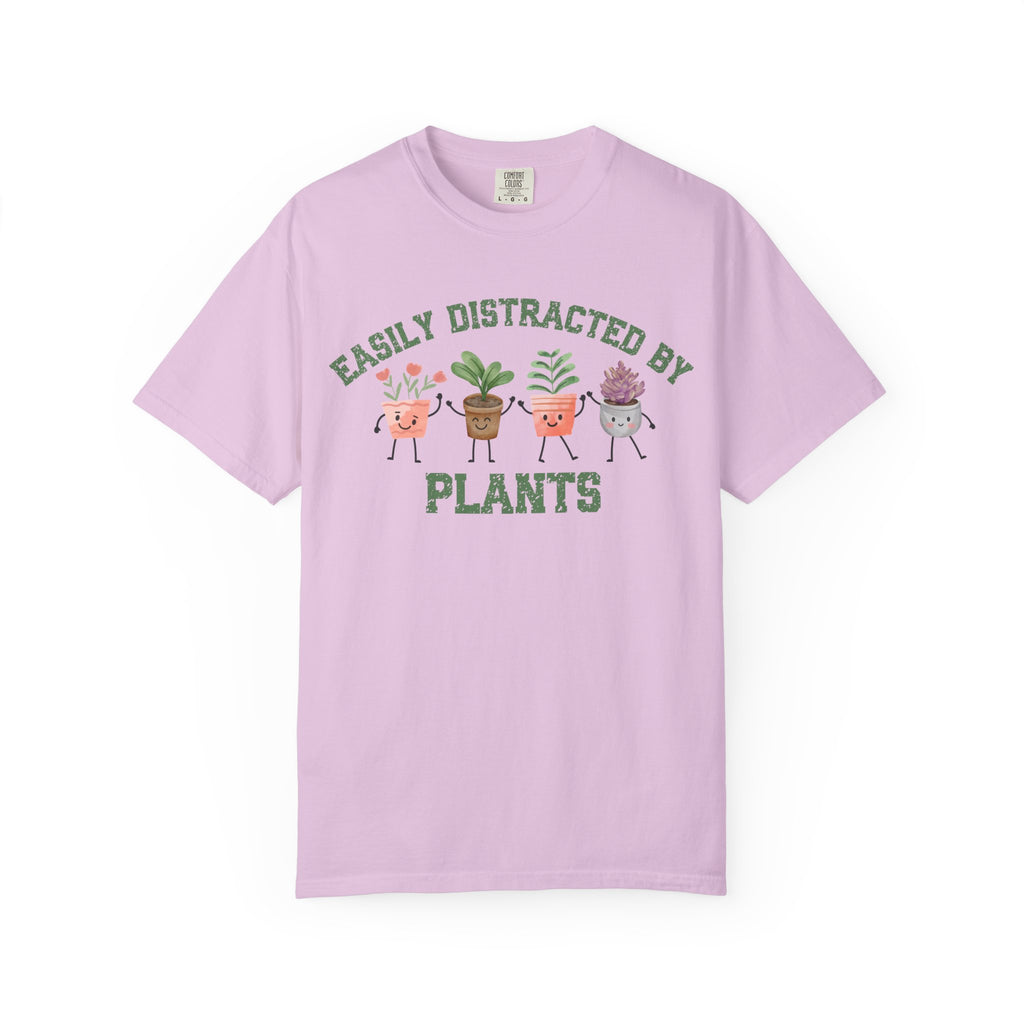 Easily Distracted By Plants Tee, Cute Plant Lover Graphic T-Shirt
