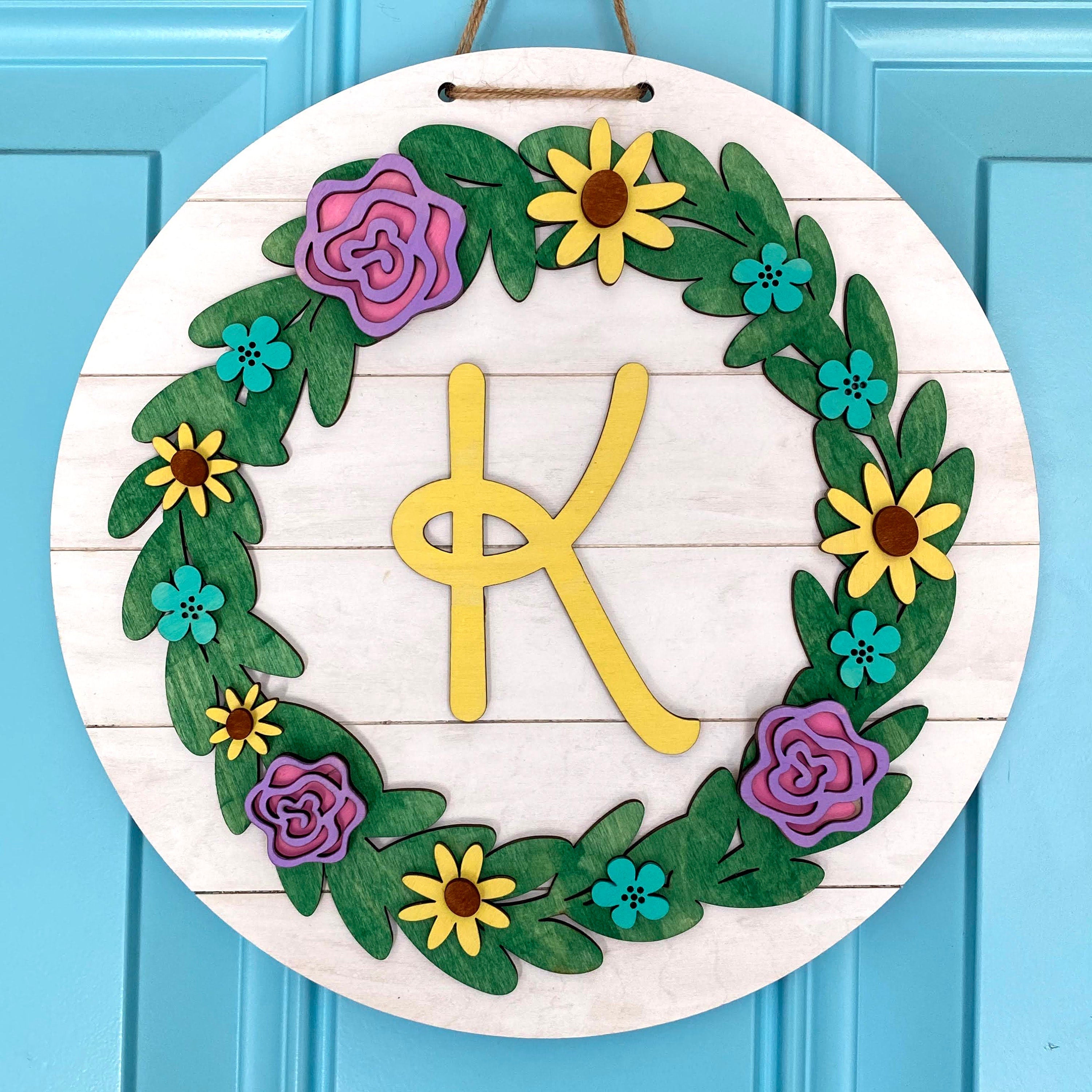 Floral Springtime Wreath Wood Cut Outs