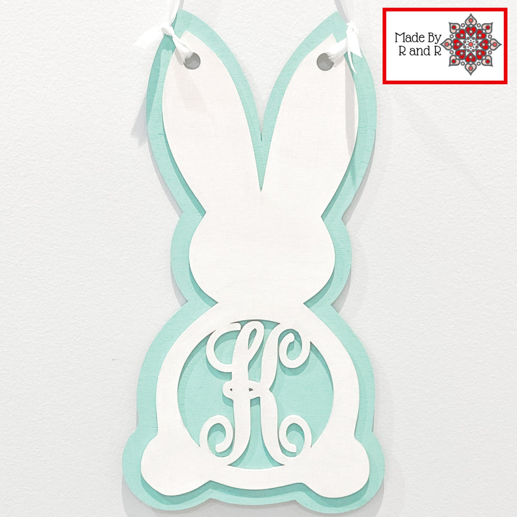Monogram Bunny Sign Unpainted Wood Cut Outs