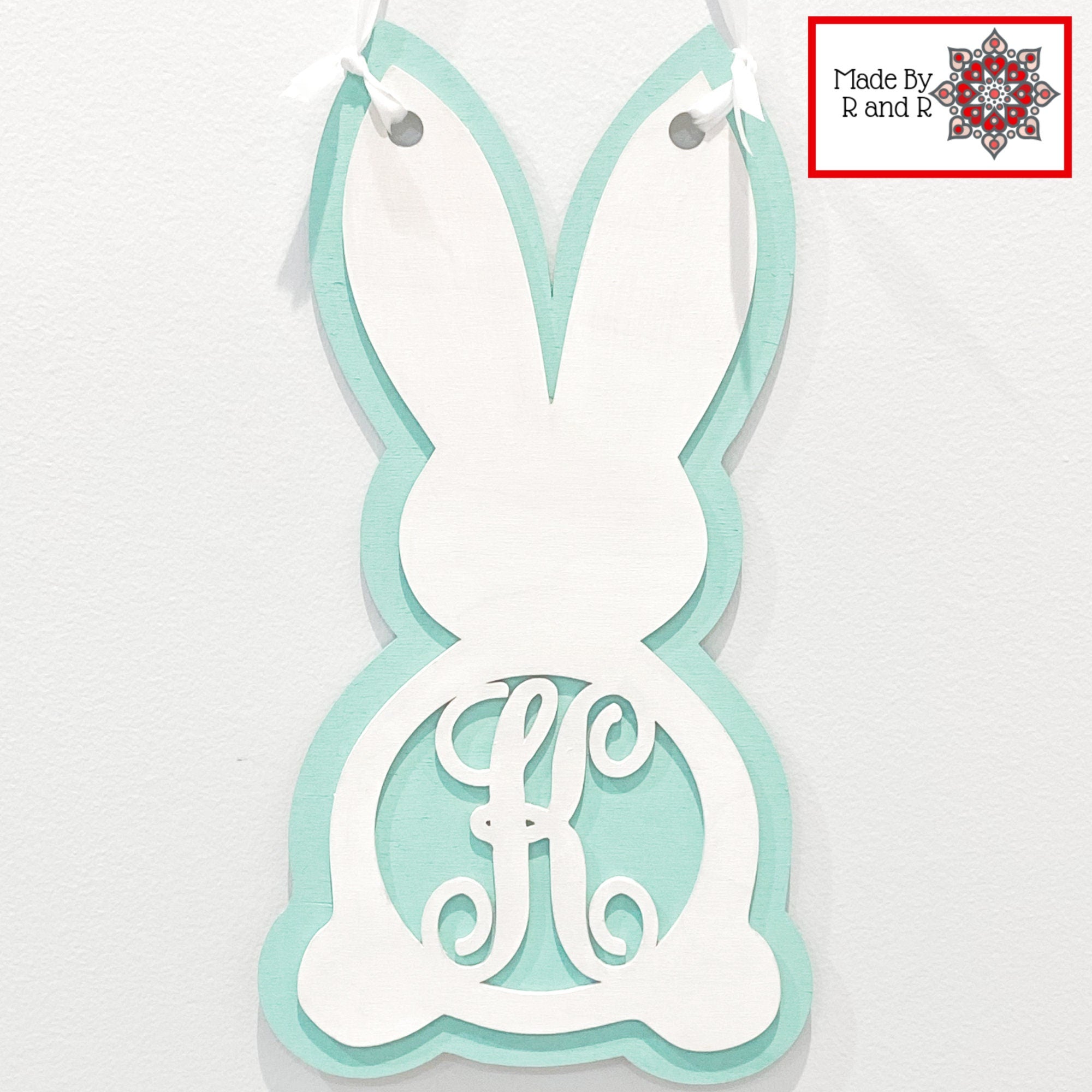 Monogram Bunny Sign Unpainted Wood Cut Outs
