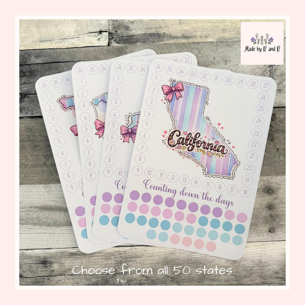 State Travel Countdown Activity Sticker (Choose One) From Made By R And R