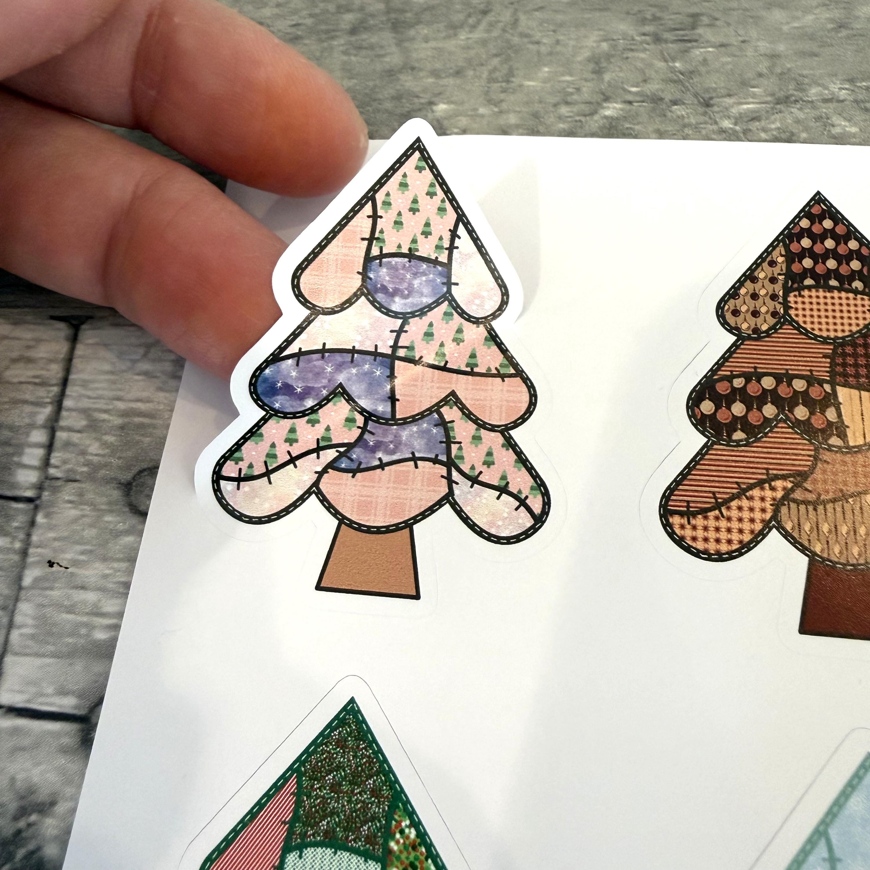 Patchwork Christmas Tree Stickers (set of 12)