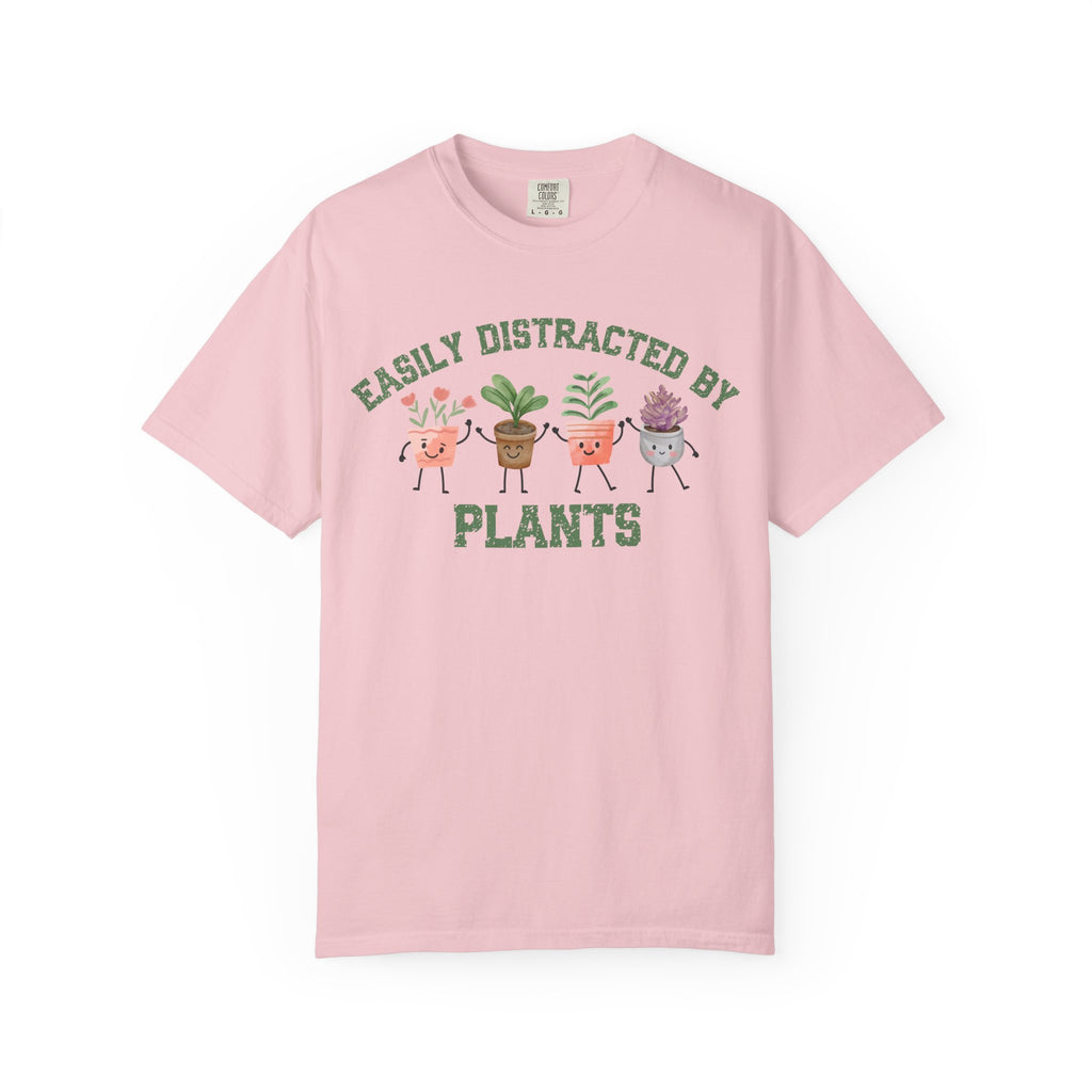 Easily Distracted By Plants Tee, Cute Plant Lover Graphic T-Shirt