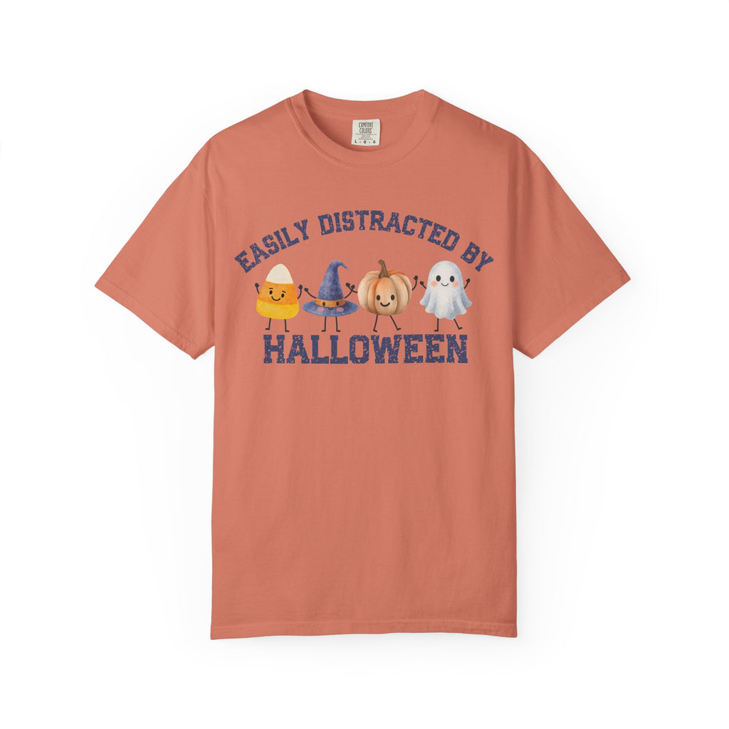 Halloween T-Shirt, Easily Distracted by Halloween, Cute Candy & Costume Graphic