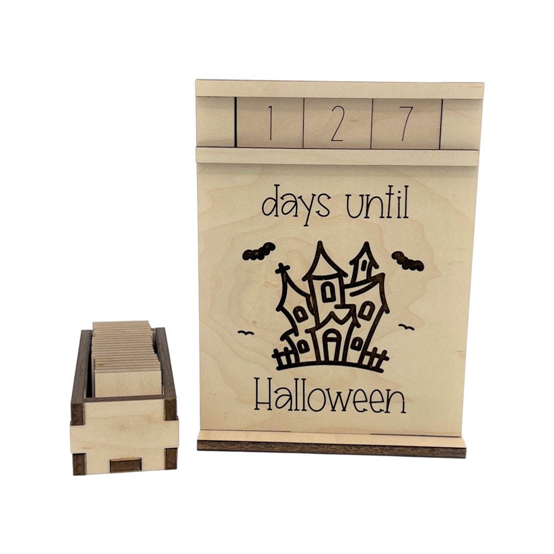Days Until Halloween Wood Countdown