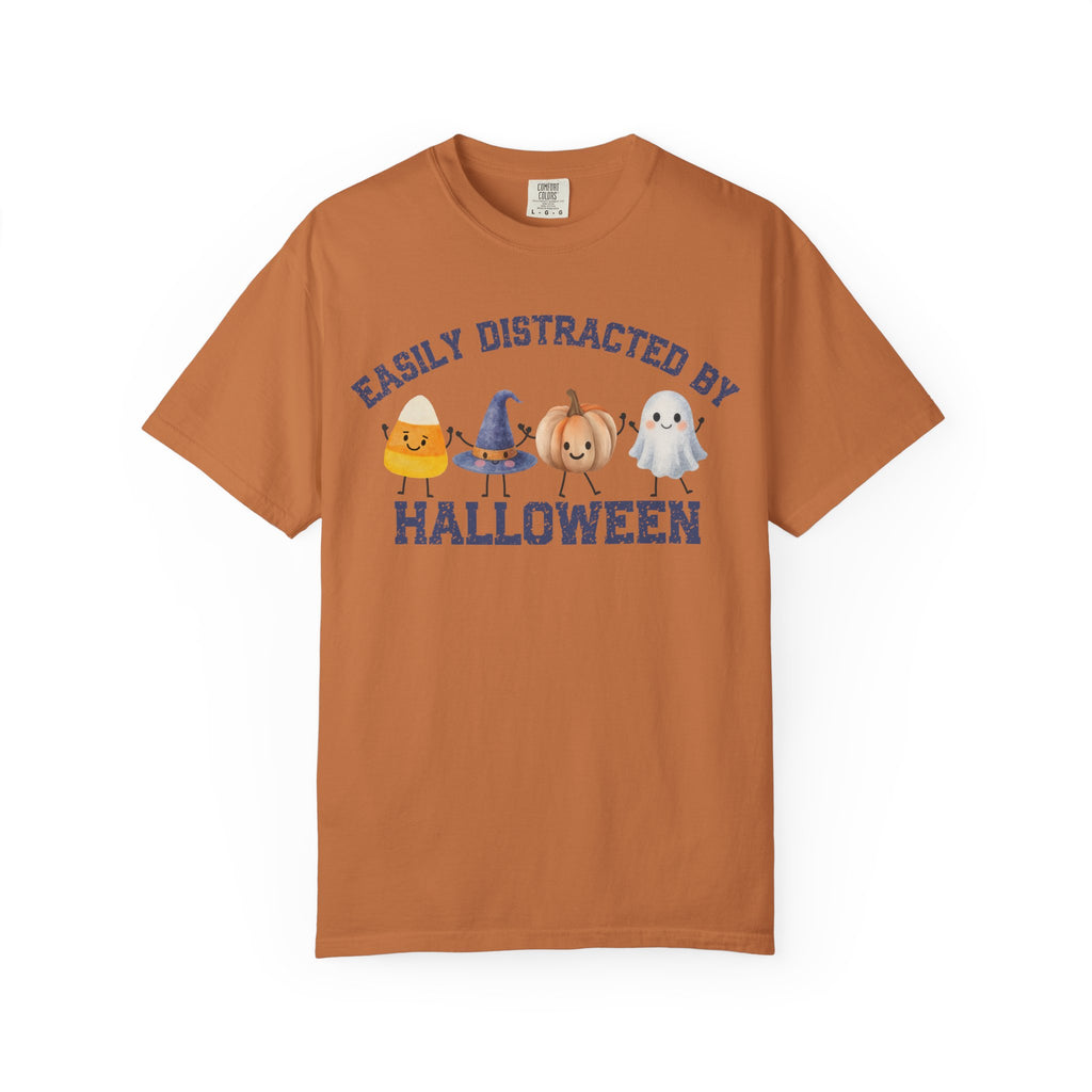 Halloween T-Shirt, Easily Distracted by Halloween, Cute Candy & Costume Graphic
