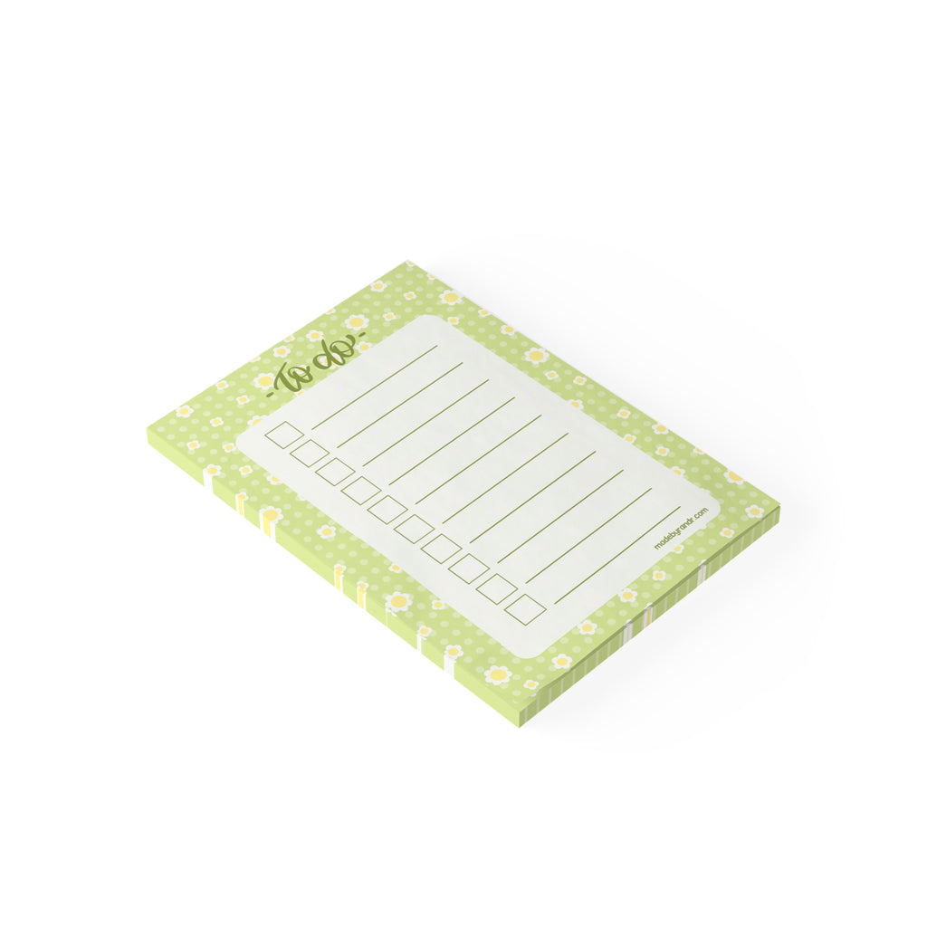 Green Floral To Do Checklist Sticky Notes for Planning & Lists