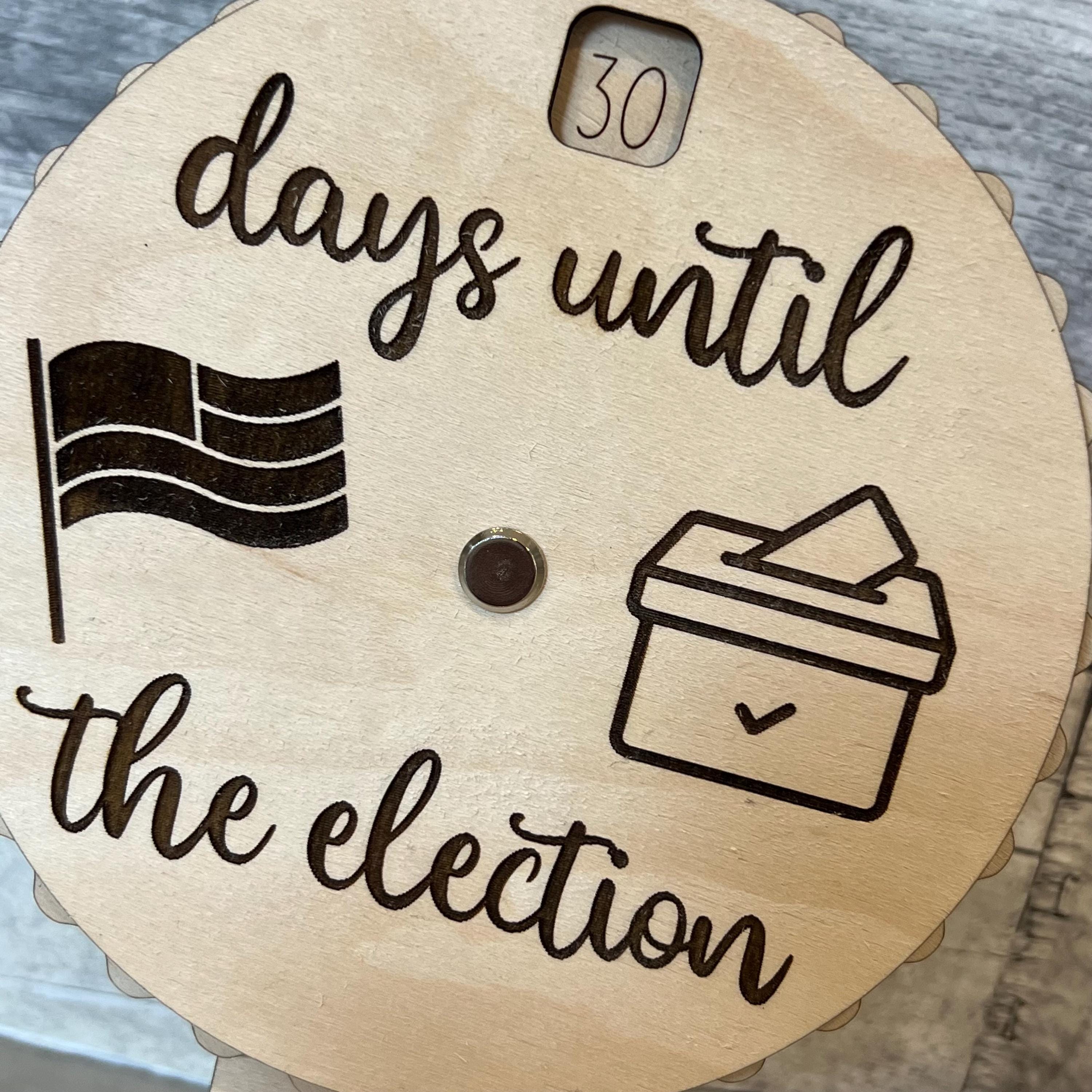 Days Until the Election 30 Day Desktop Wood Countdown Spinner