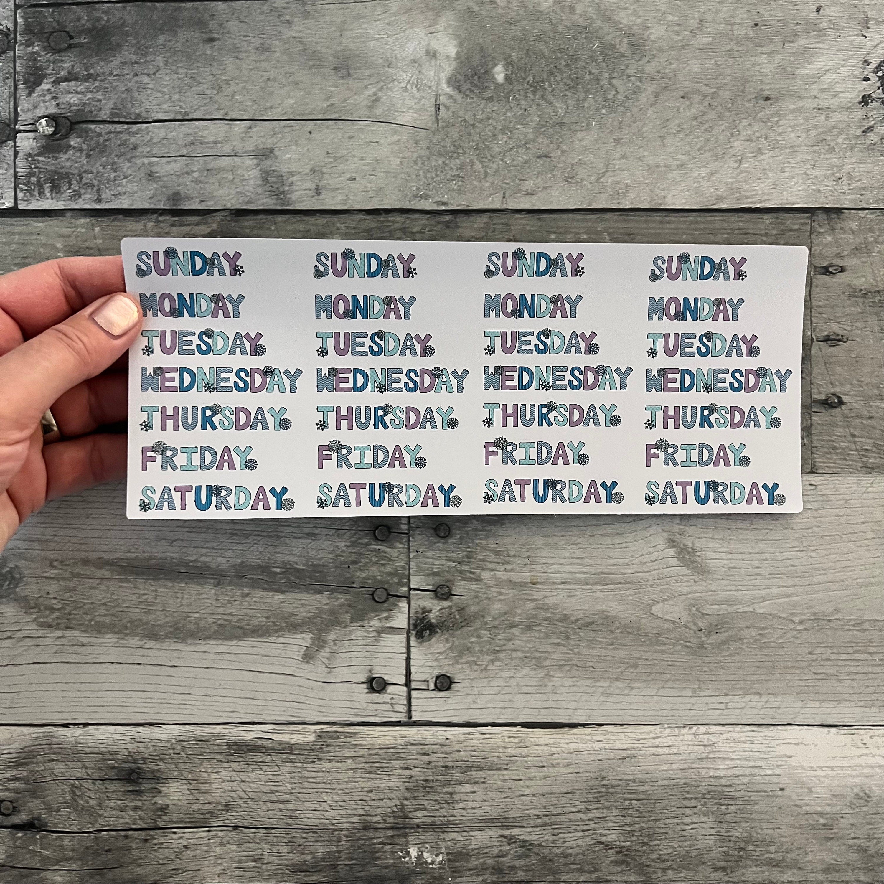 Winter Days of the Week Planner Stickers