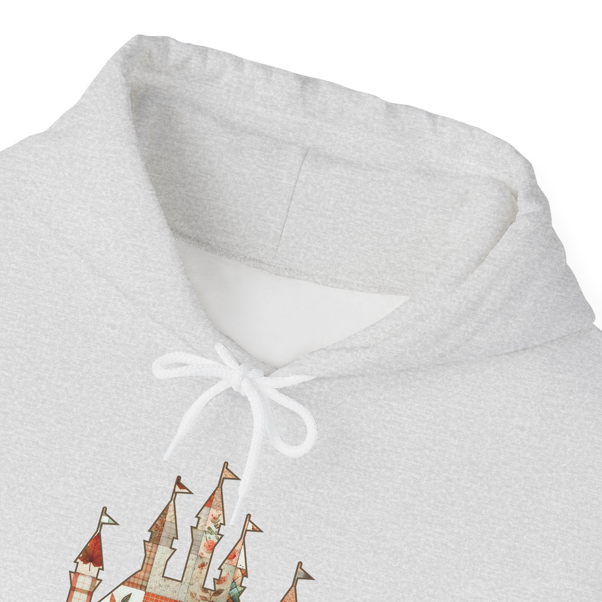 Patchwork Castle Unisex Hooded Sweatshirt: Cozy Apparel for Fall