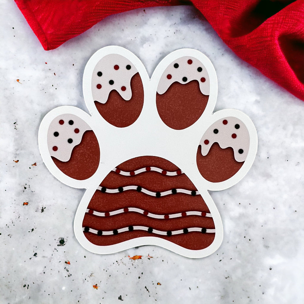 Gingerbread Paw Print Sticker