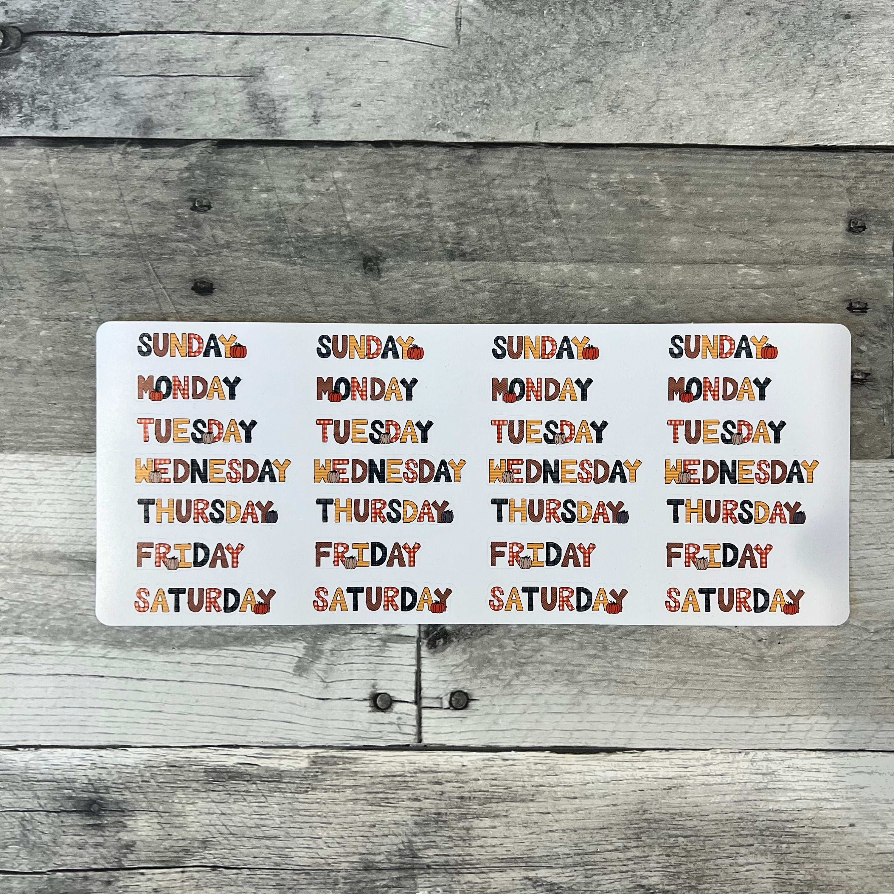 Fall Days of the Week Planner Stickers
