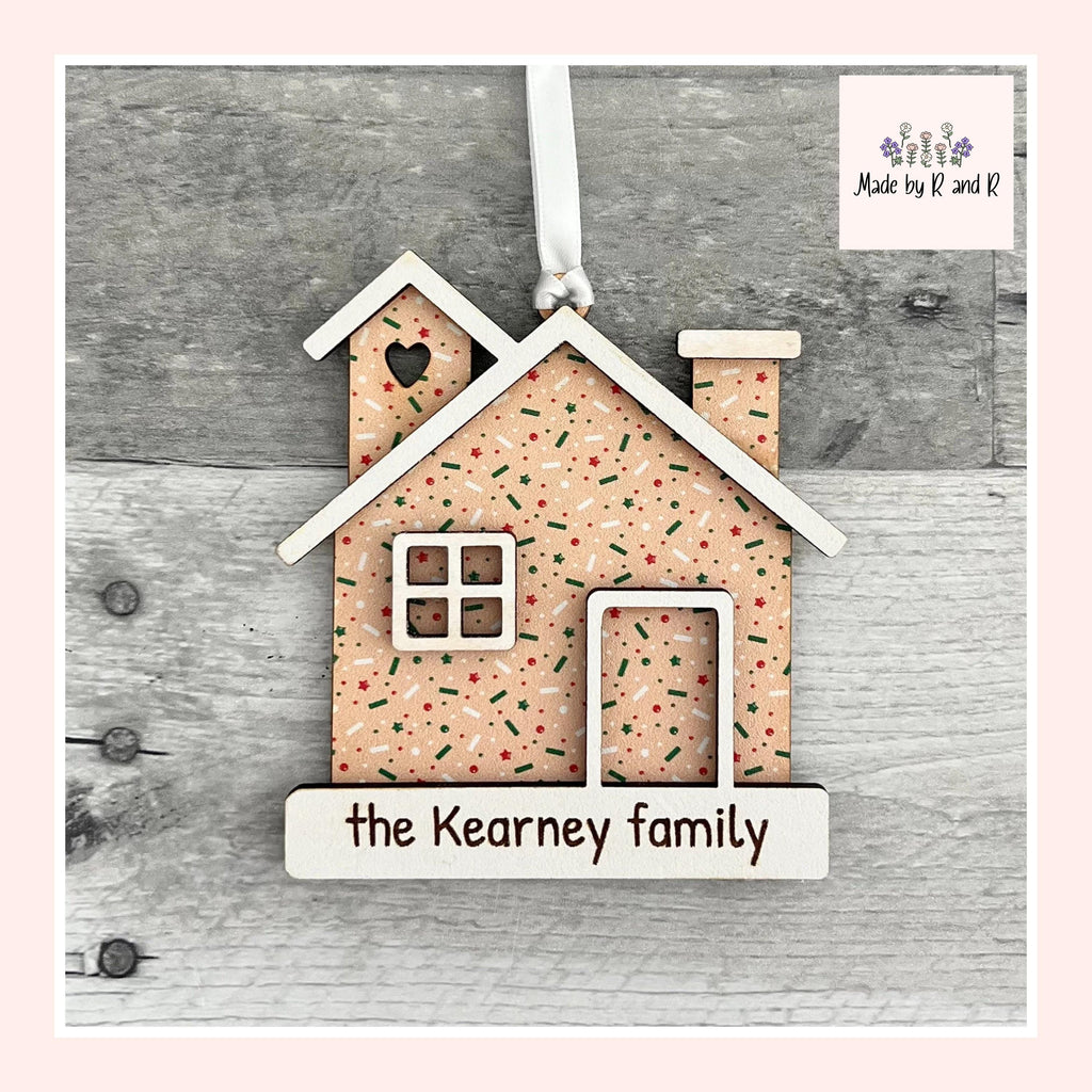 Personalized Family Name Gingerbread House Ornament
