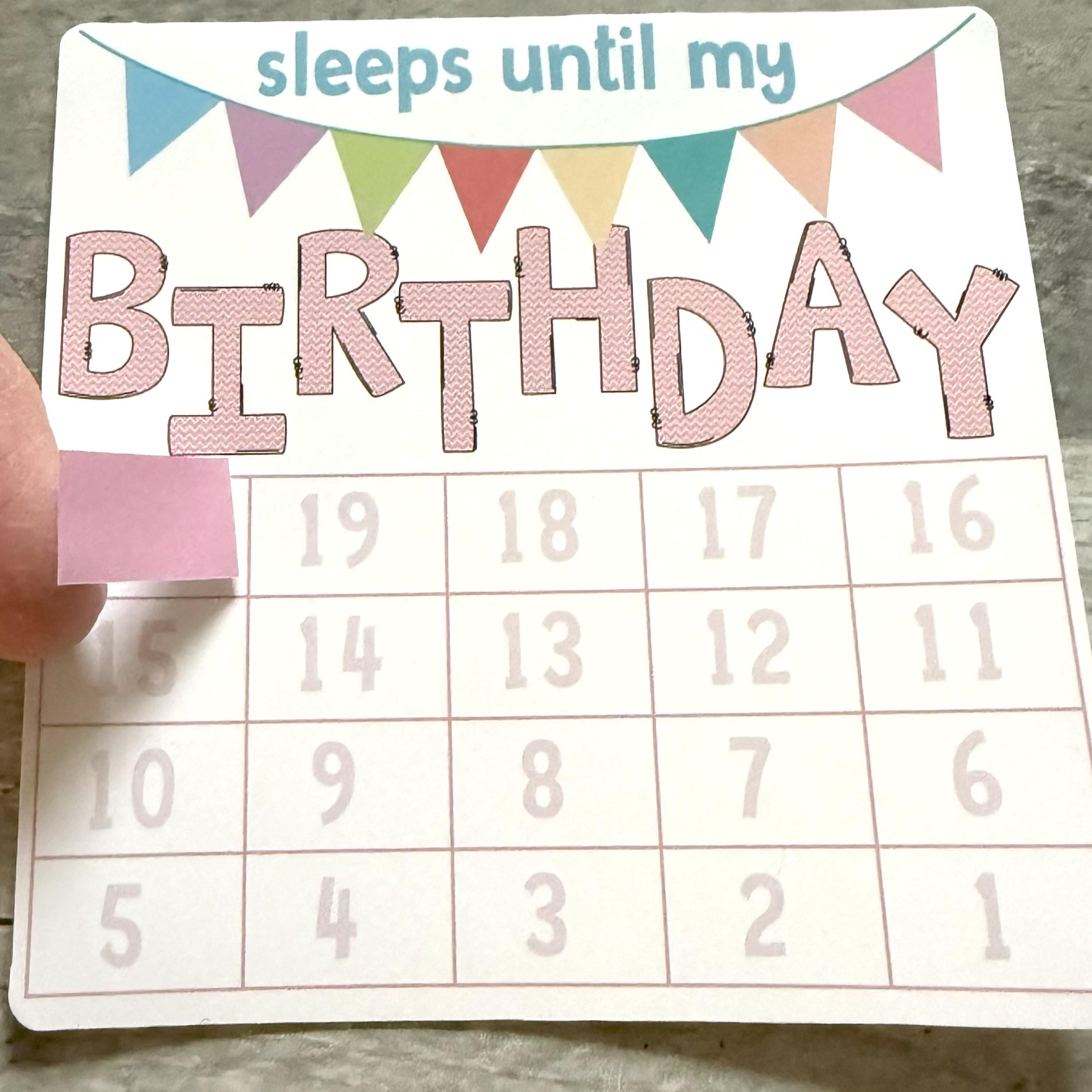 Sleeps Until My Birthday Small Countdown Sticker