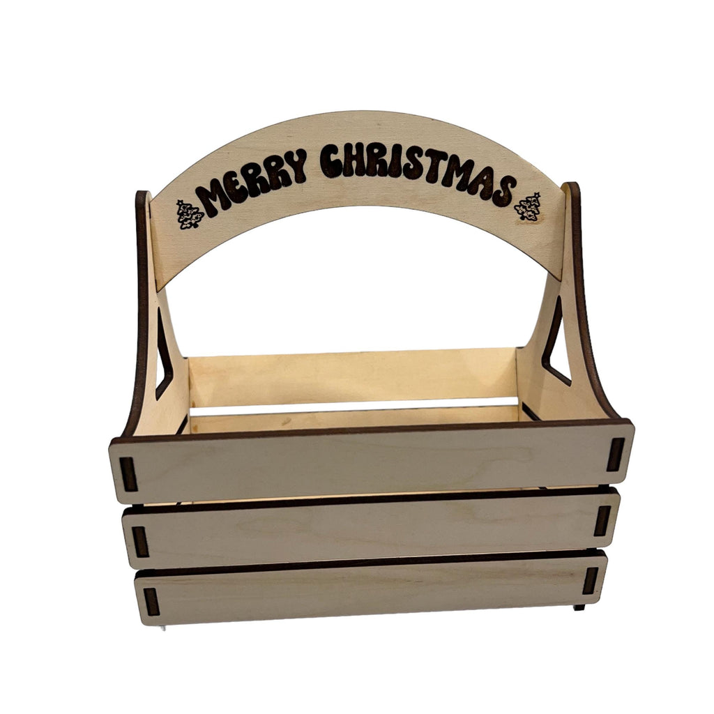 Merry Christmas Wood Basket