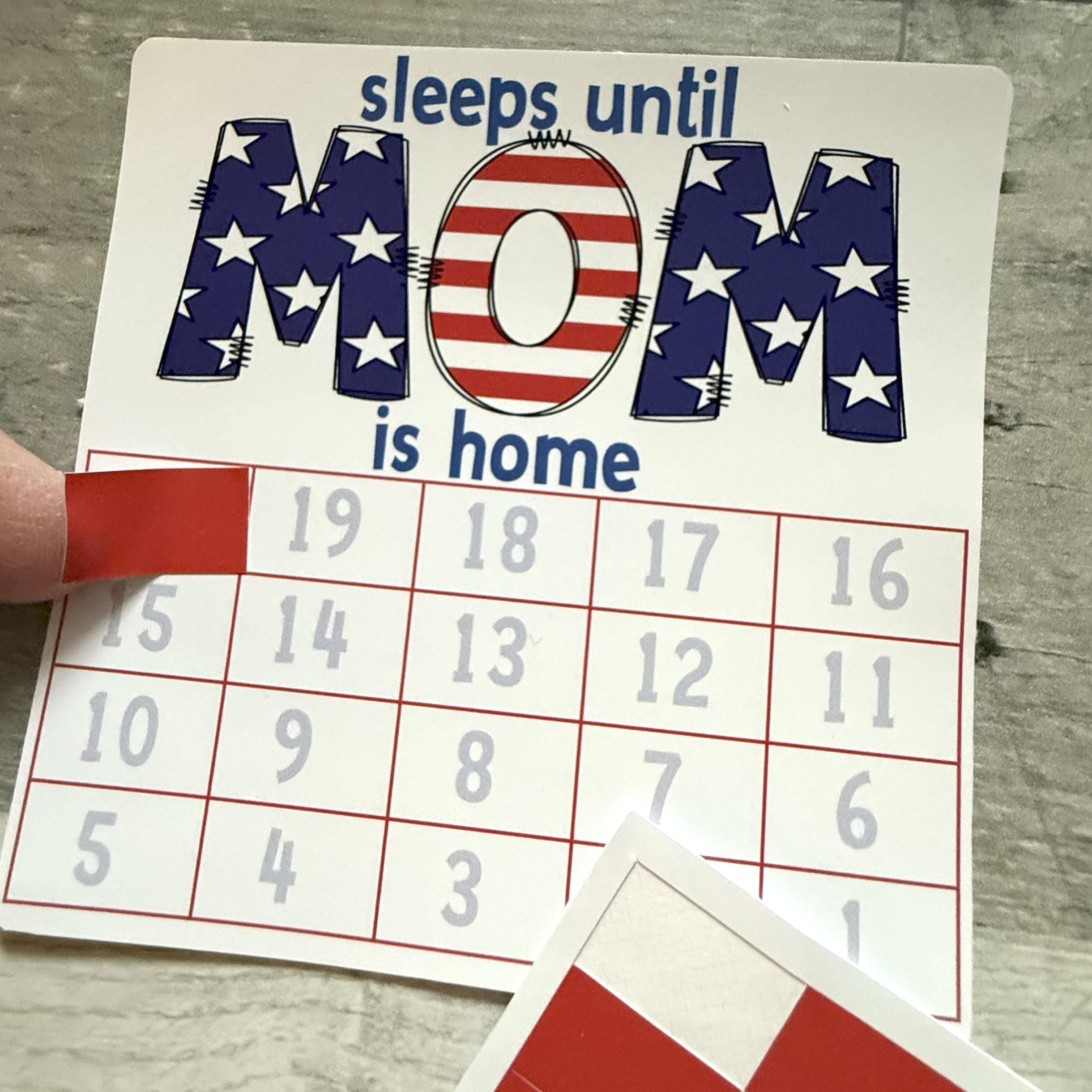 Sleeps Until Mom Is Home Small Countdown Sticker