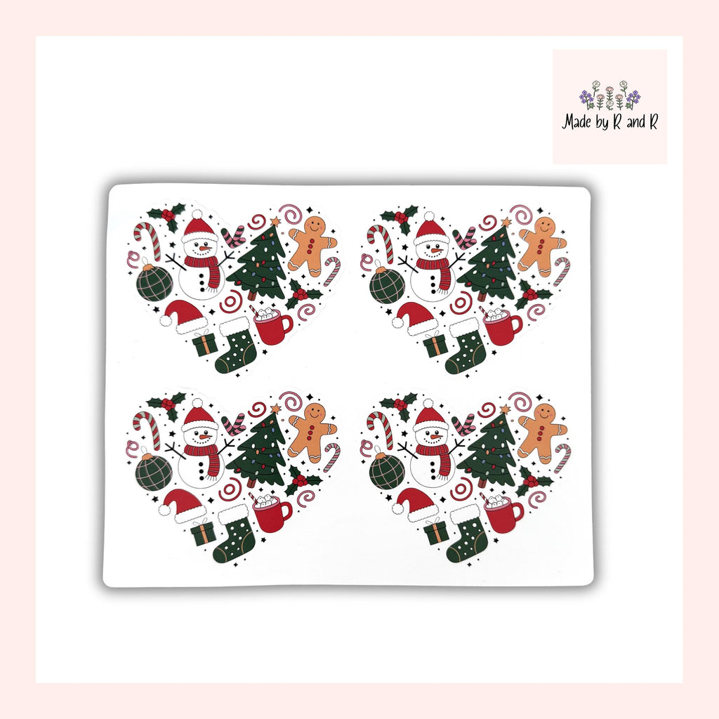 Christmas Heart Stickers (set of 4)