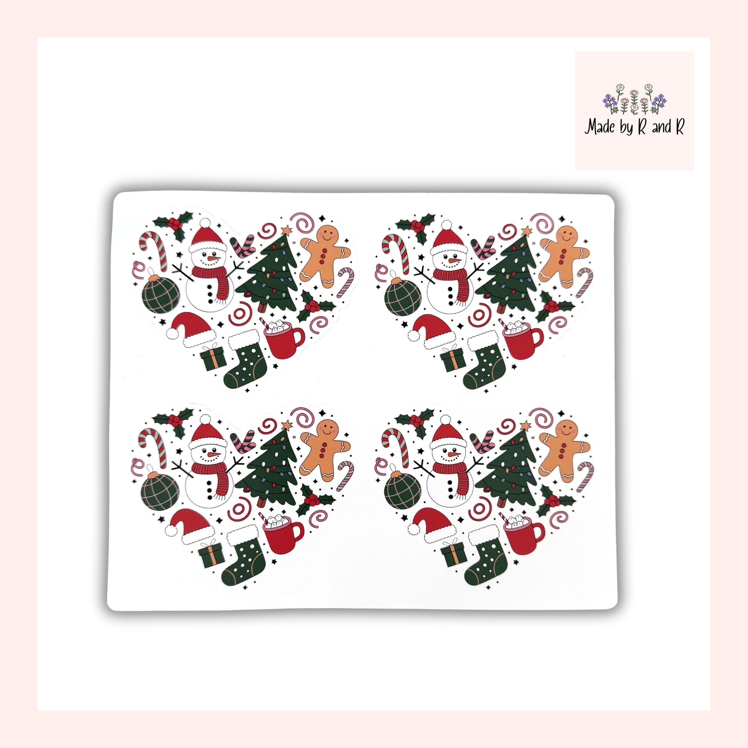 Christmas Heart Stickers (set of 4)