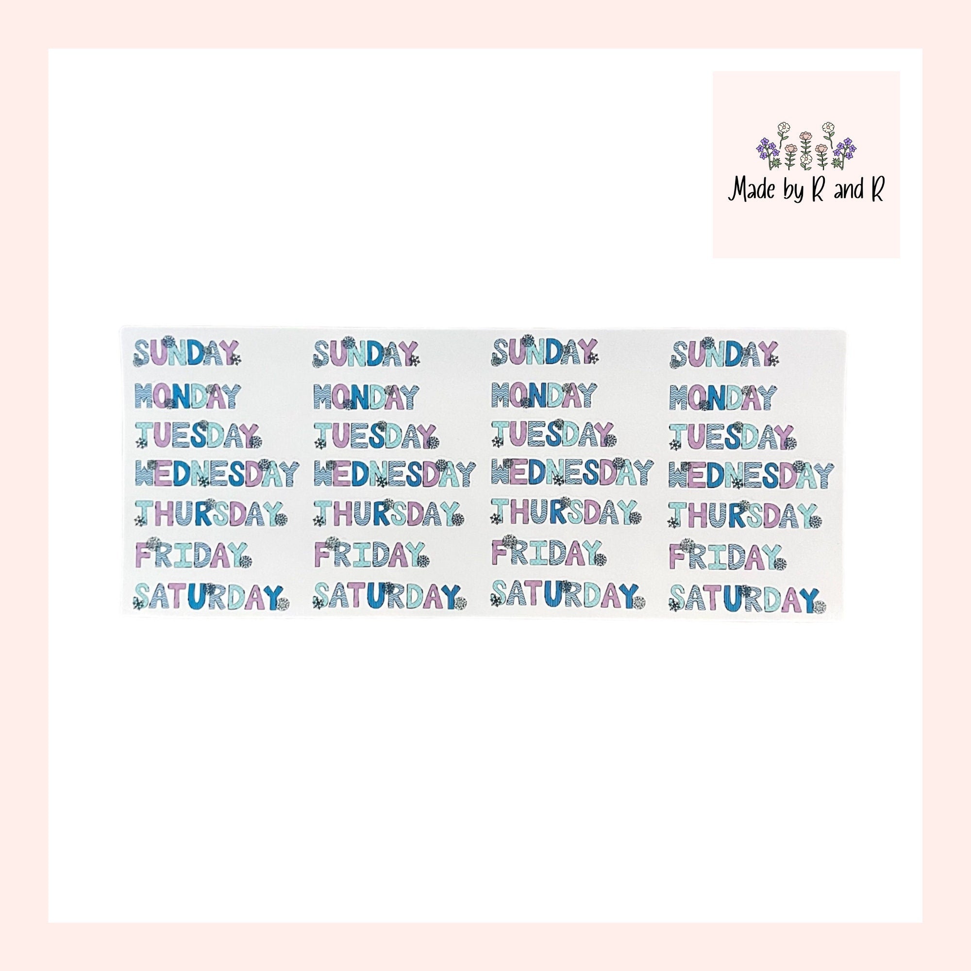 Winter Days of the Week Planner Stickers