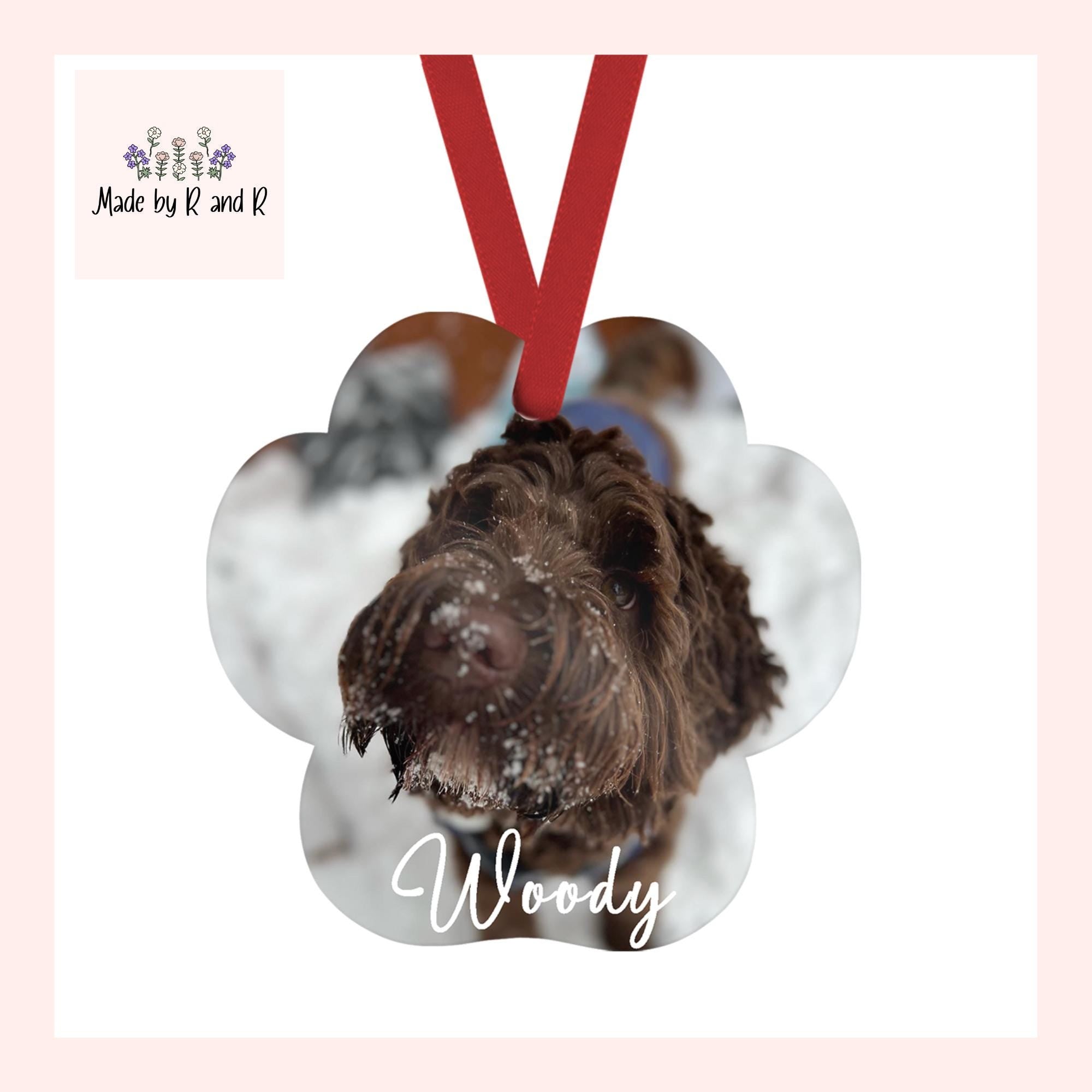 Custom Paw Print Two-Sided Christmas Photo Ornament