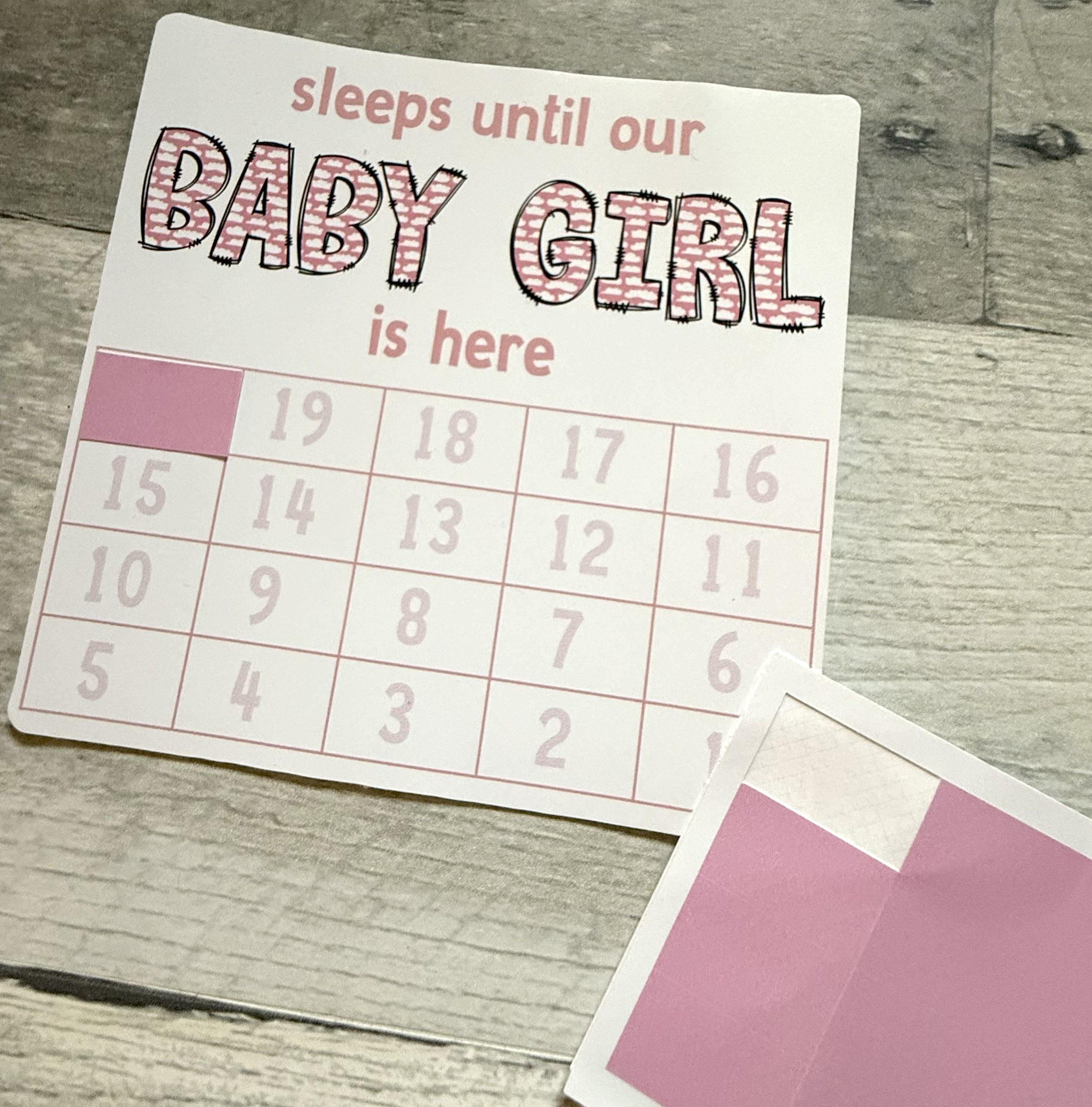 Sleeps Until Our Baby Girl Is Here Small Countdown Sticker