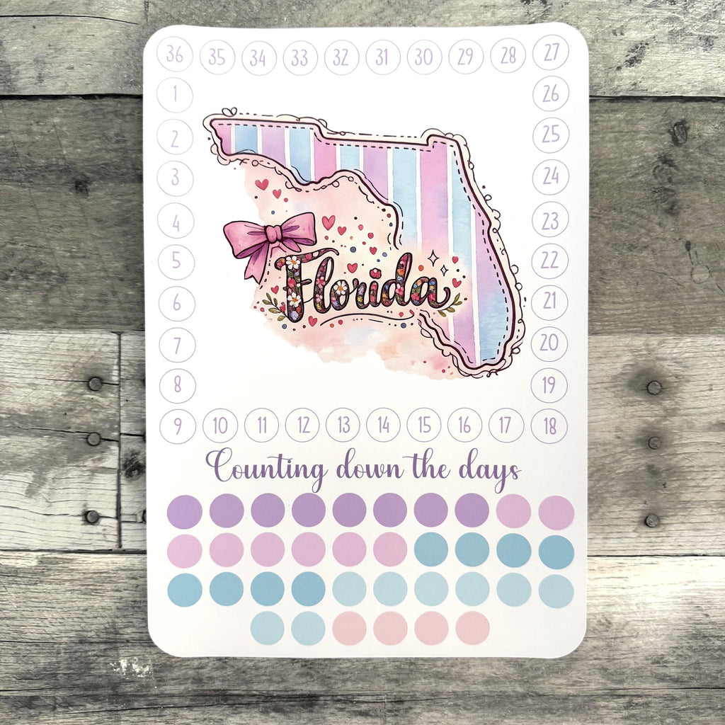 State Travel Countdown Activity Sticker (Choose One) From Made By R And R