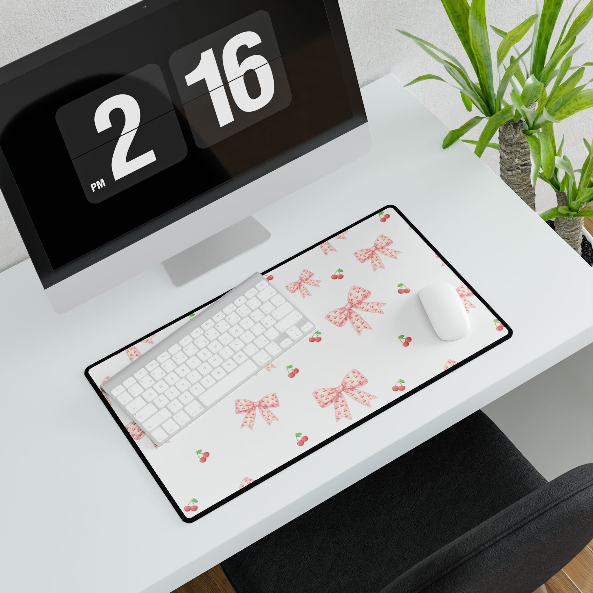 Cherries and Bows Desk Mats and Mouse pads, Office Decor, Birthday Gifts, Home Workspace
