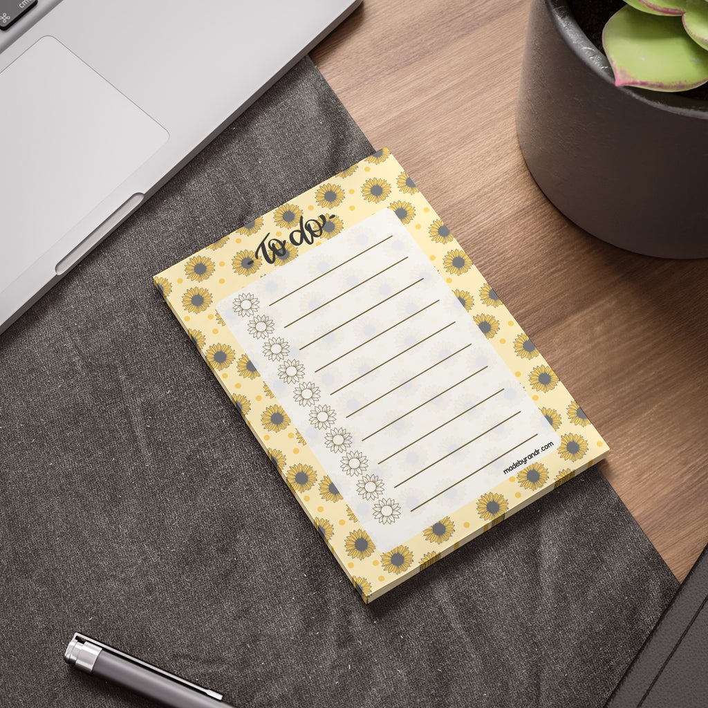 Sunflower To Do Checklist Sticky Notes for Planning & Lists