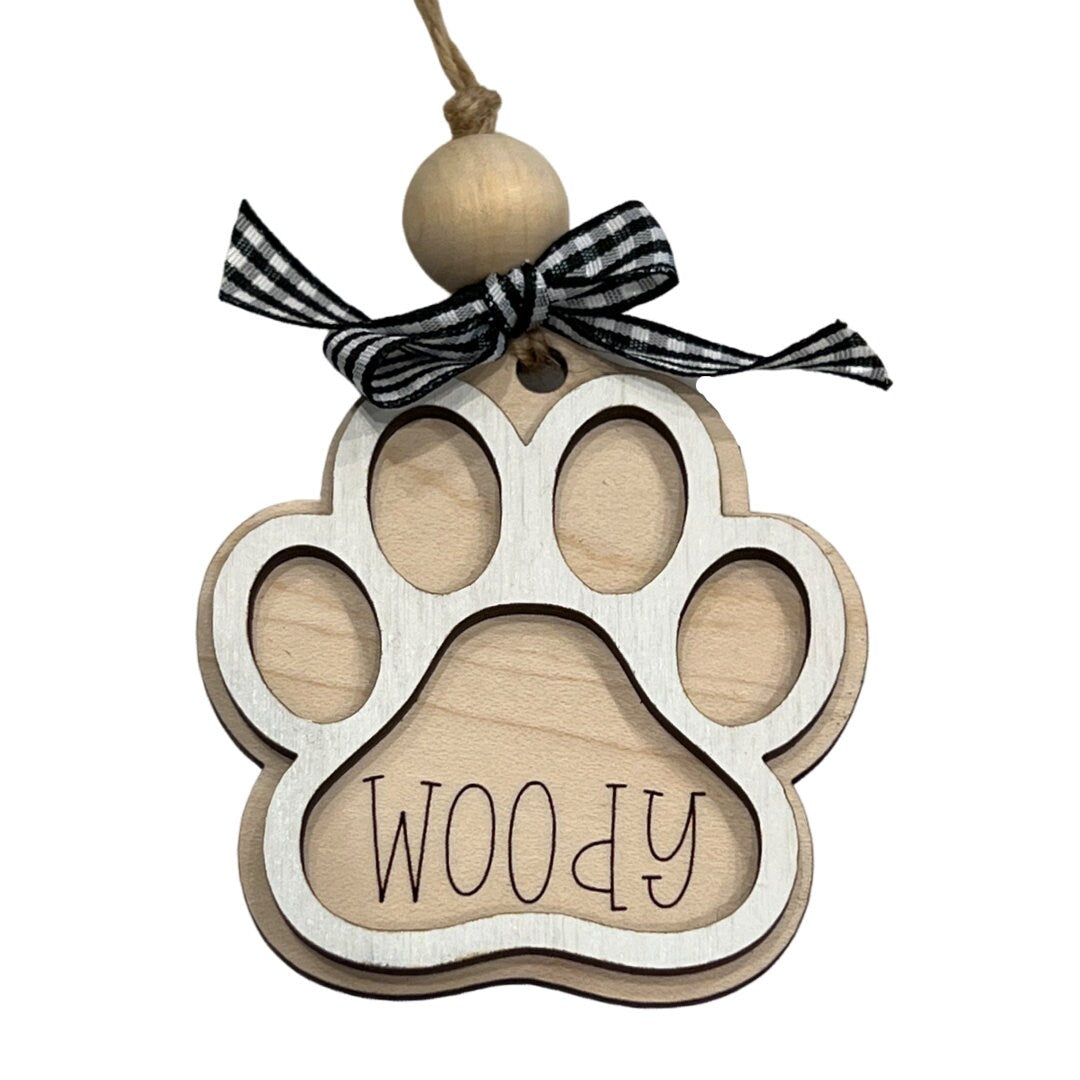 Paw Print Custom Name Ornament