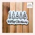 Merry Christmas Doodle Trees Sticker