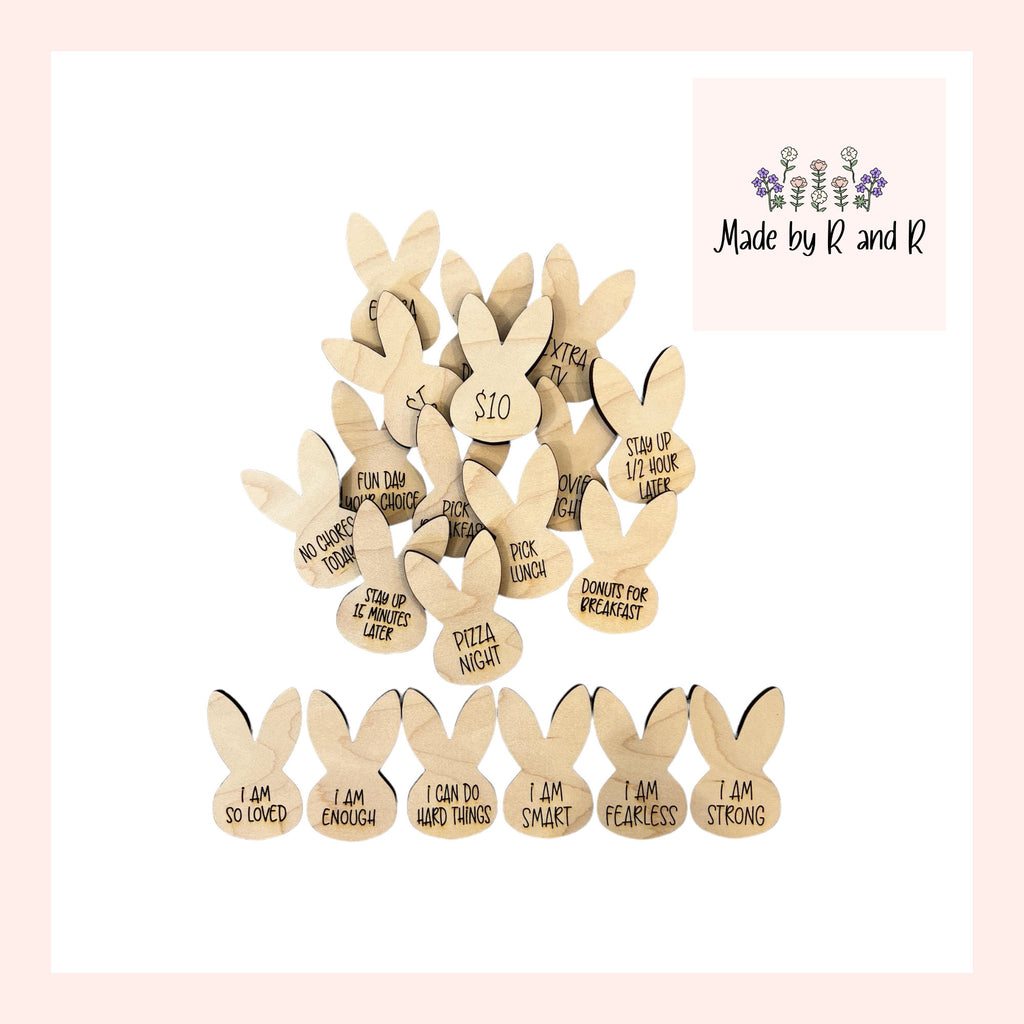 Wood Bunny Tokens For Older Children/Teens