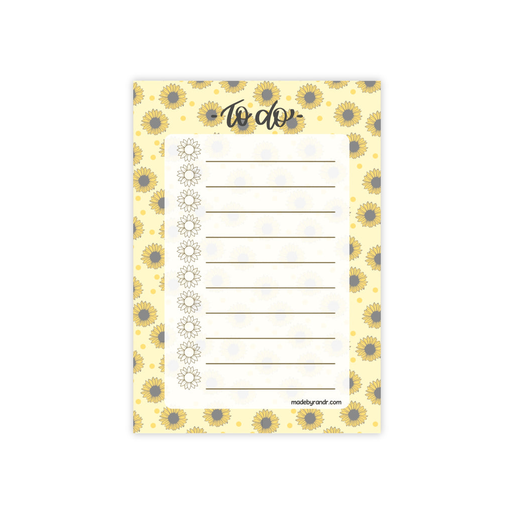 Sunflower To Do Checklist Sticky Notes for Planning & Lists
