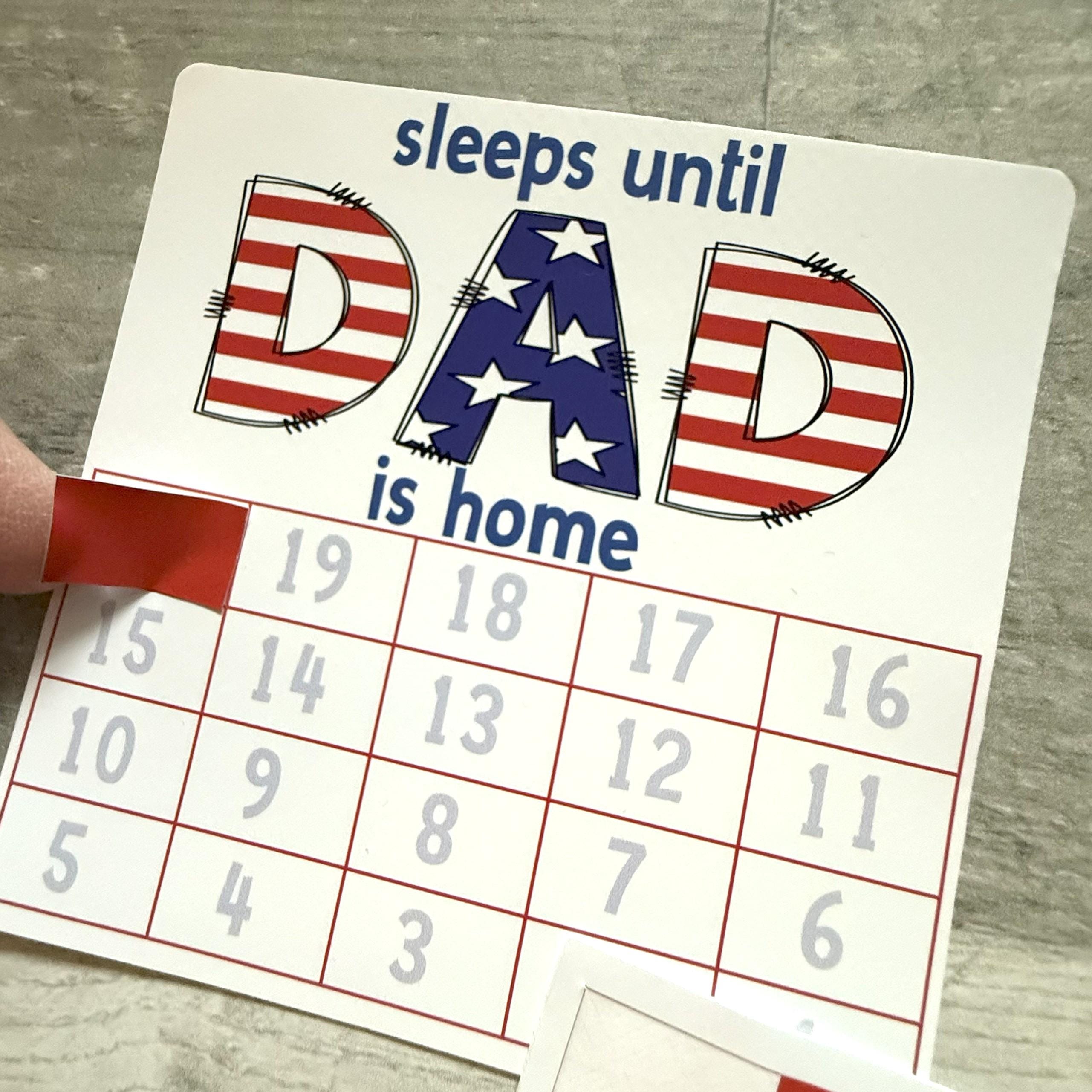 Sleeps Until Dad Is Home Small Countdown Sticker