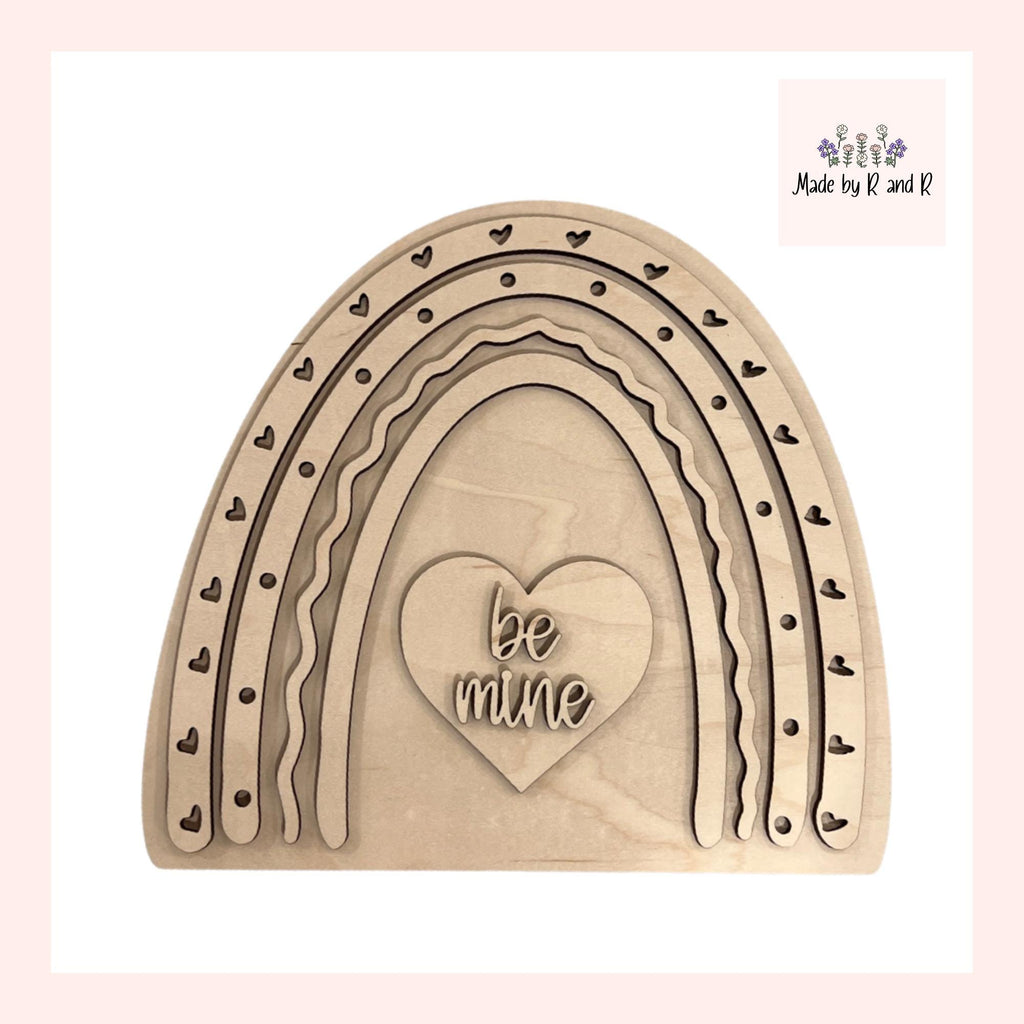 Valentine Boho Rainbow Wood Cut Outs
