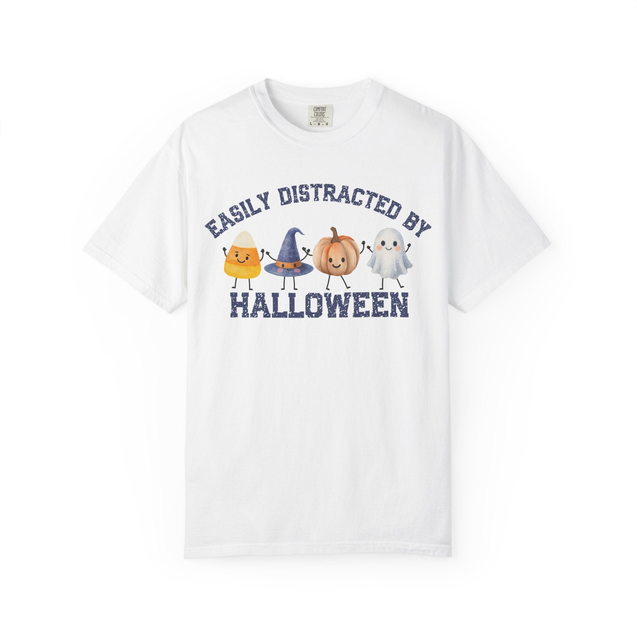 Halloween T-Shirt, Easily Distracted by Halloween, Cute Candy & Costume Graphic