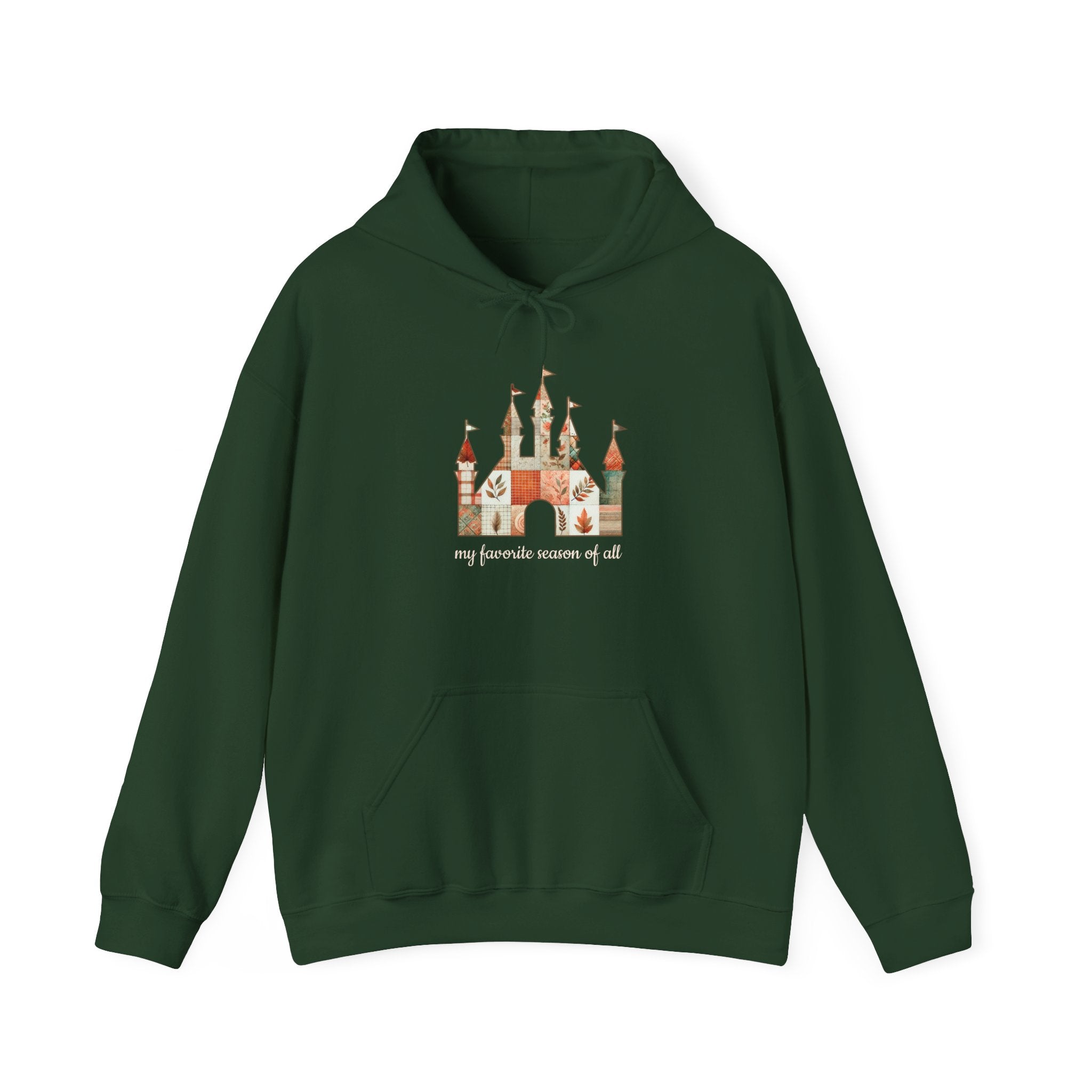 Patchwork Castle Unisex Hooded Sweatshirt: Cozy Apparel for Fall