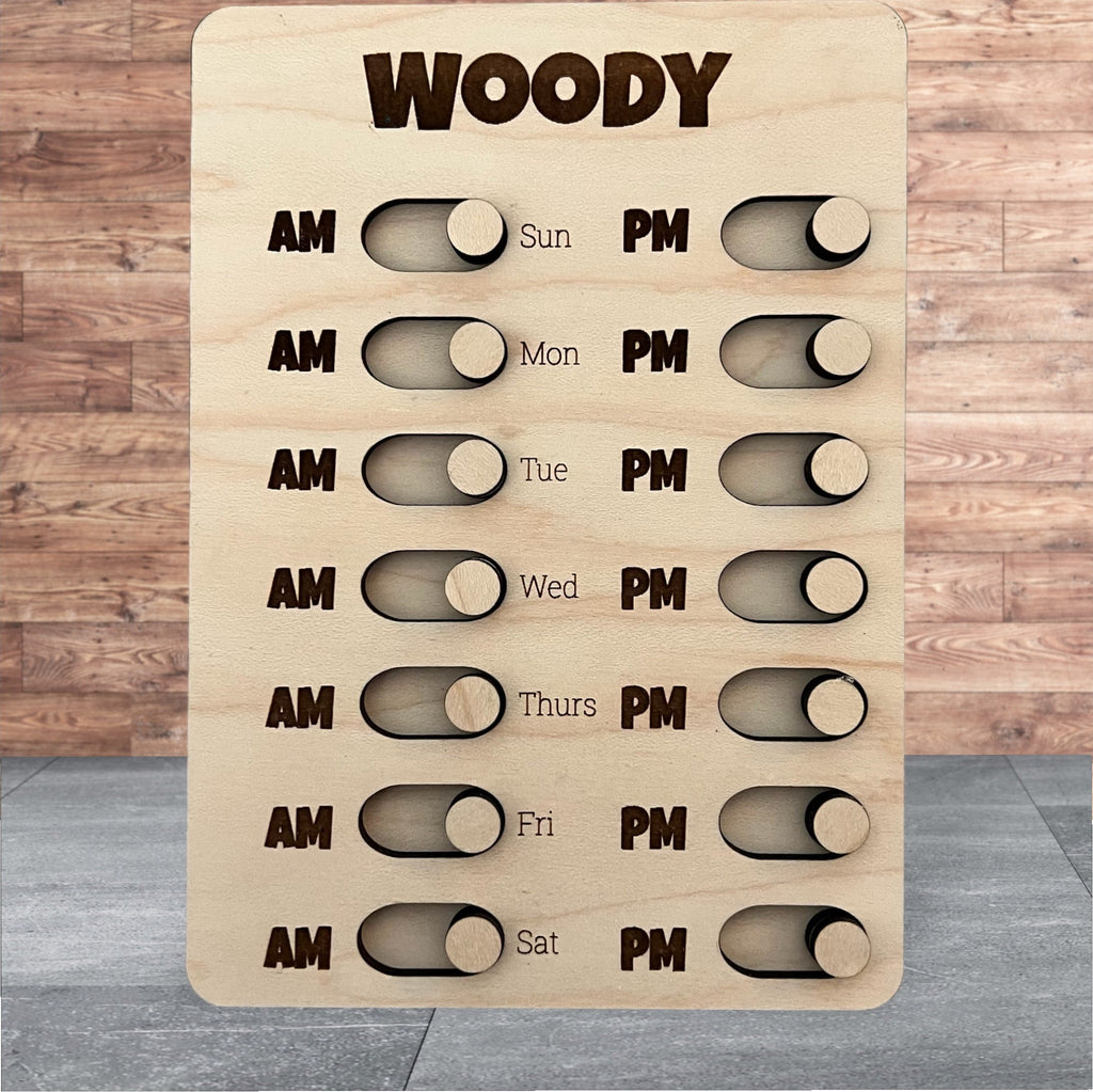 Wood Customizable Weekly AM PM Checklist