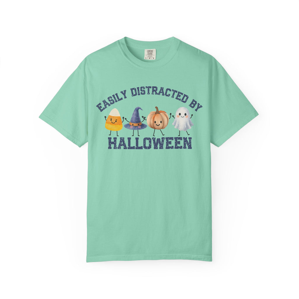 Halloween T-Shirt, Easily Distracted by Halloween, Cute Candy & Costume Graphic