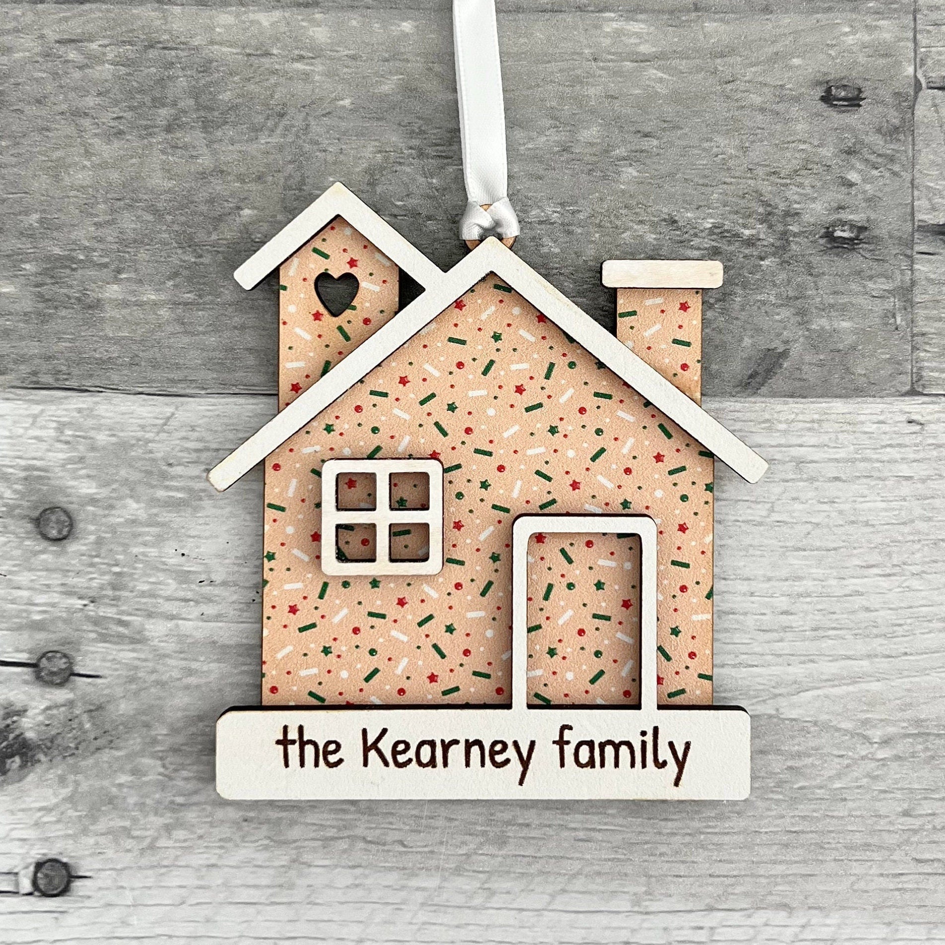 Personalized Family Name Gingerbread House Ornament