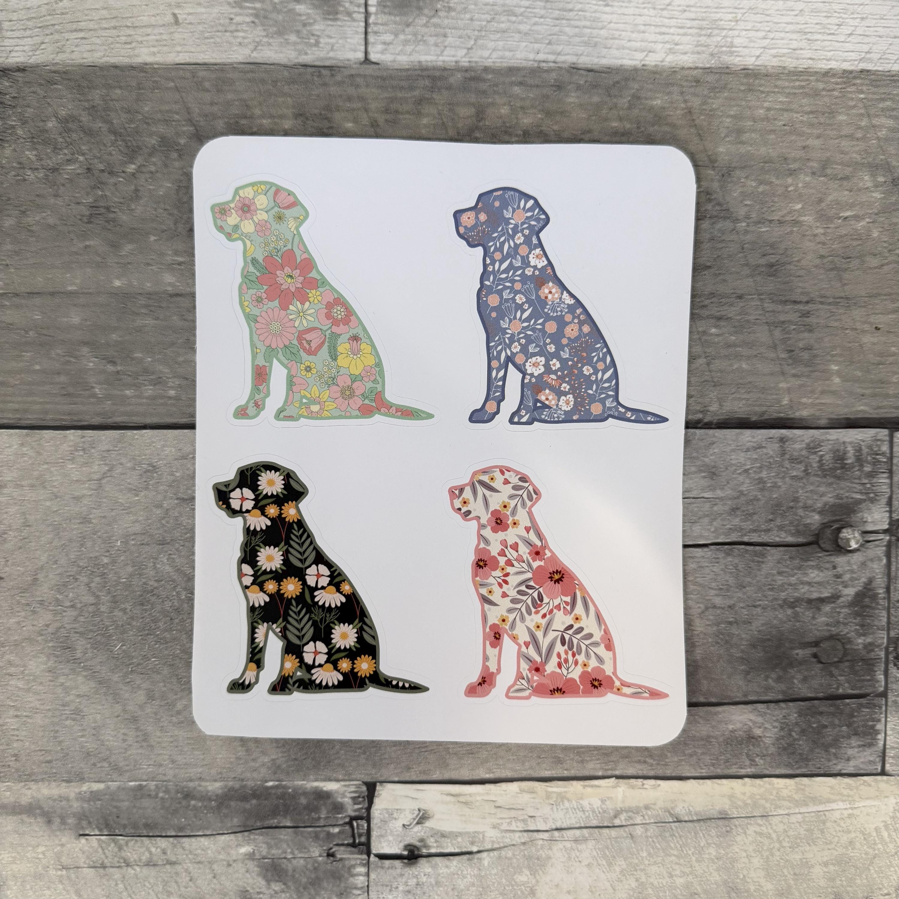 Floral Labrador Stickers (set of 4)